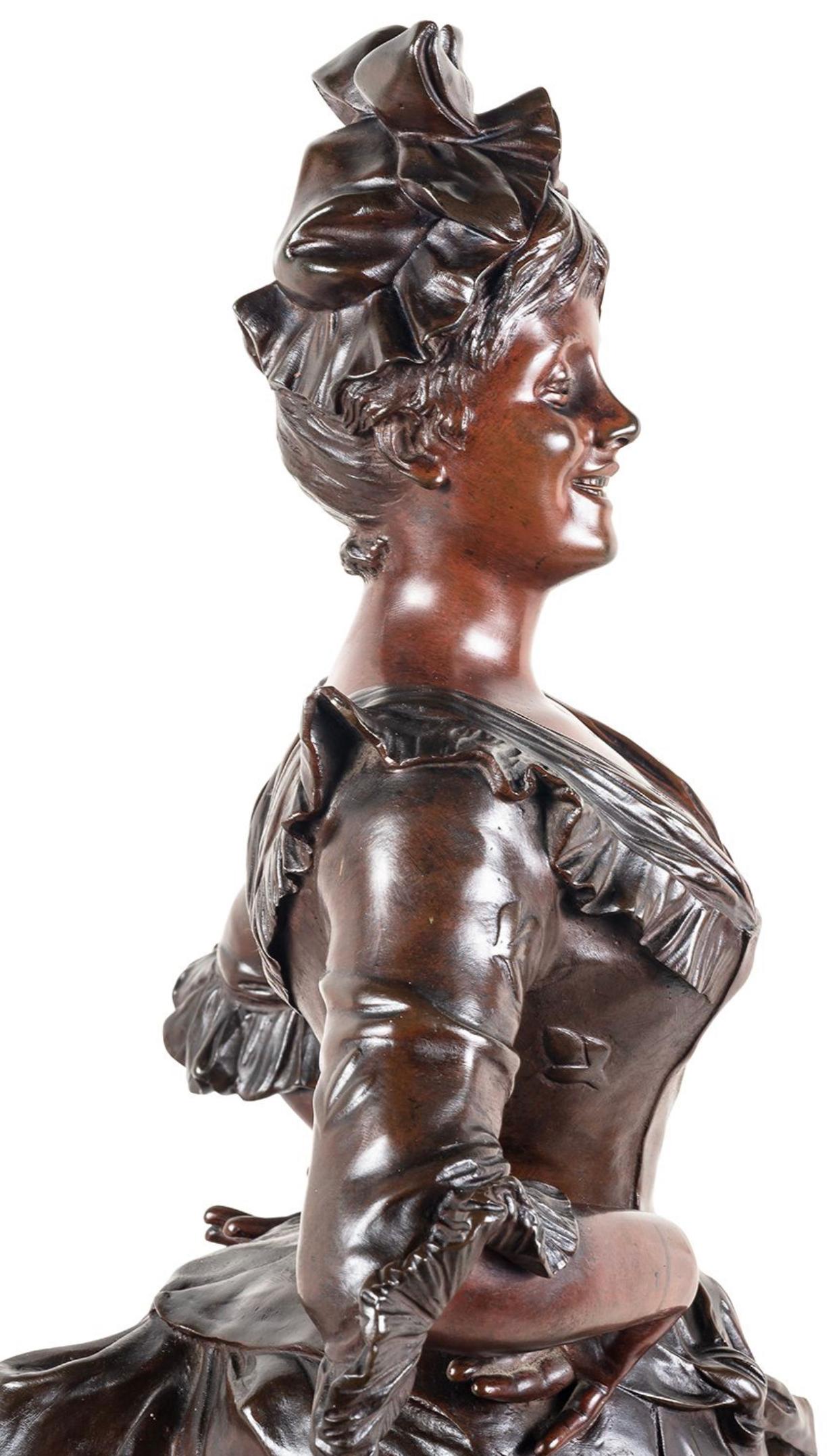 Romantic 19th Century Classical Bronze Lady, by Van Der Straeten For Sale