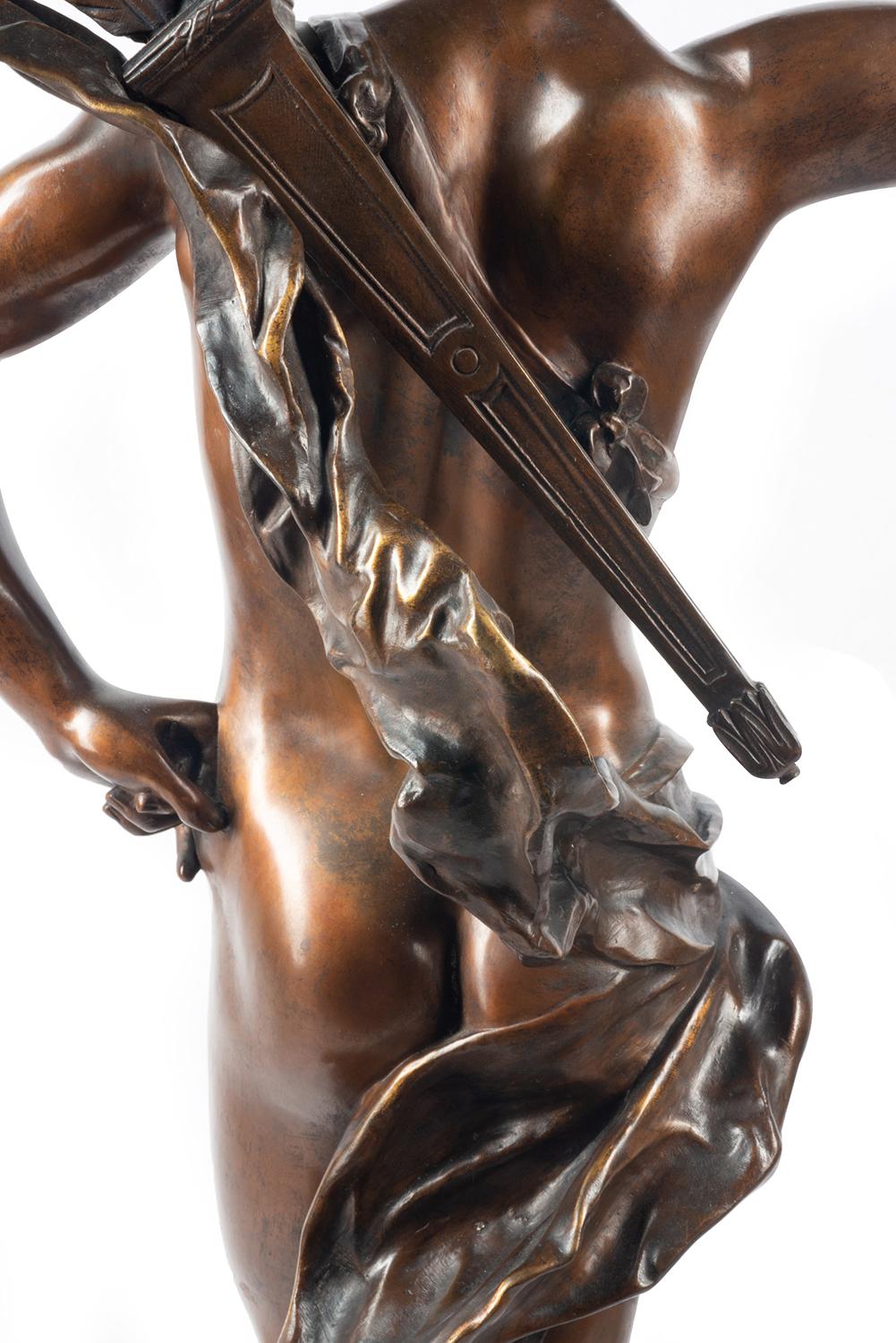 19th Century classical Bronze statue of an archer, by A. Gaudez For Sale 6
