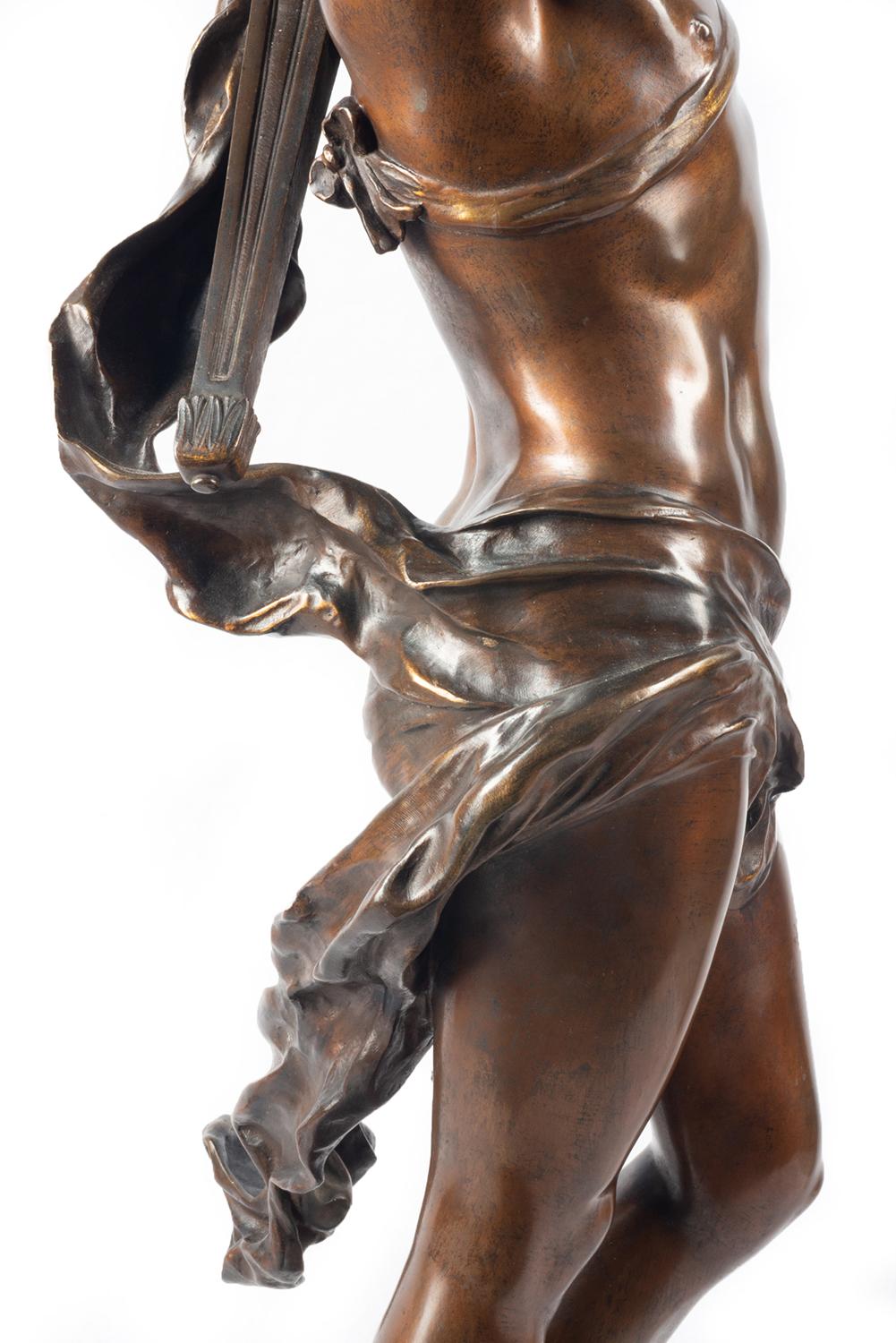 19th Century classical Bronze statue of an archer, by A. Gaudez For Sale 8