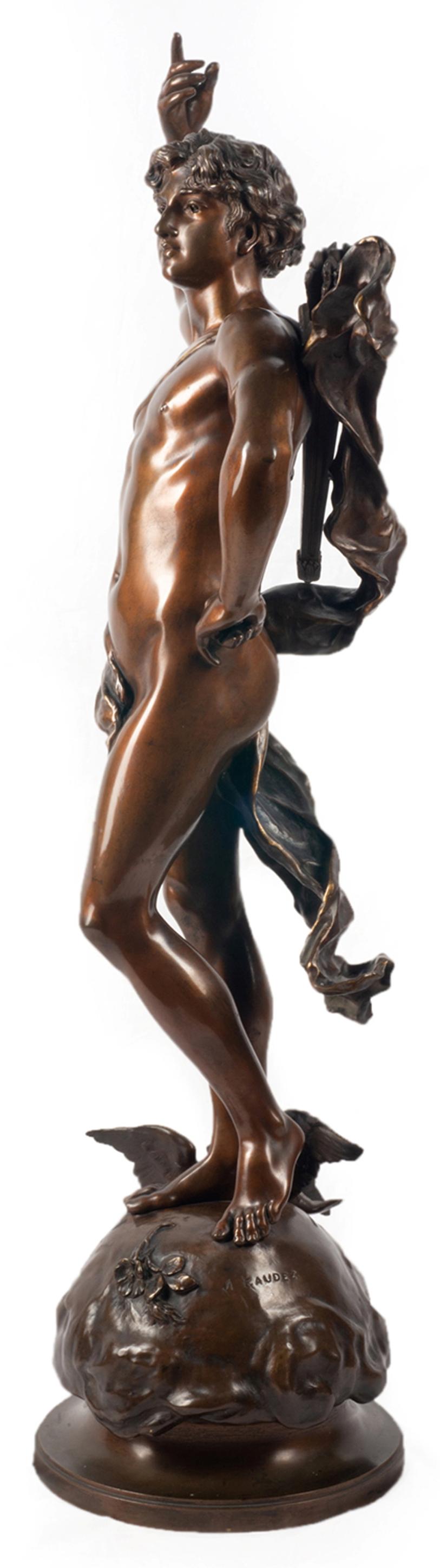 French 19th Century classical Bronze statue of an archer, by A. Gaudez For Sale