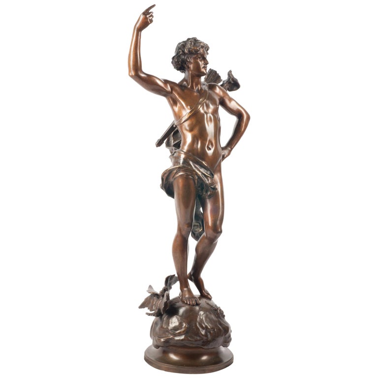 19th Century classical Bronze statue of an archer, by A. Gaudez For Sale