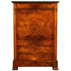 19th Century Classical Charles X Burled Secretaire a Abattant