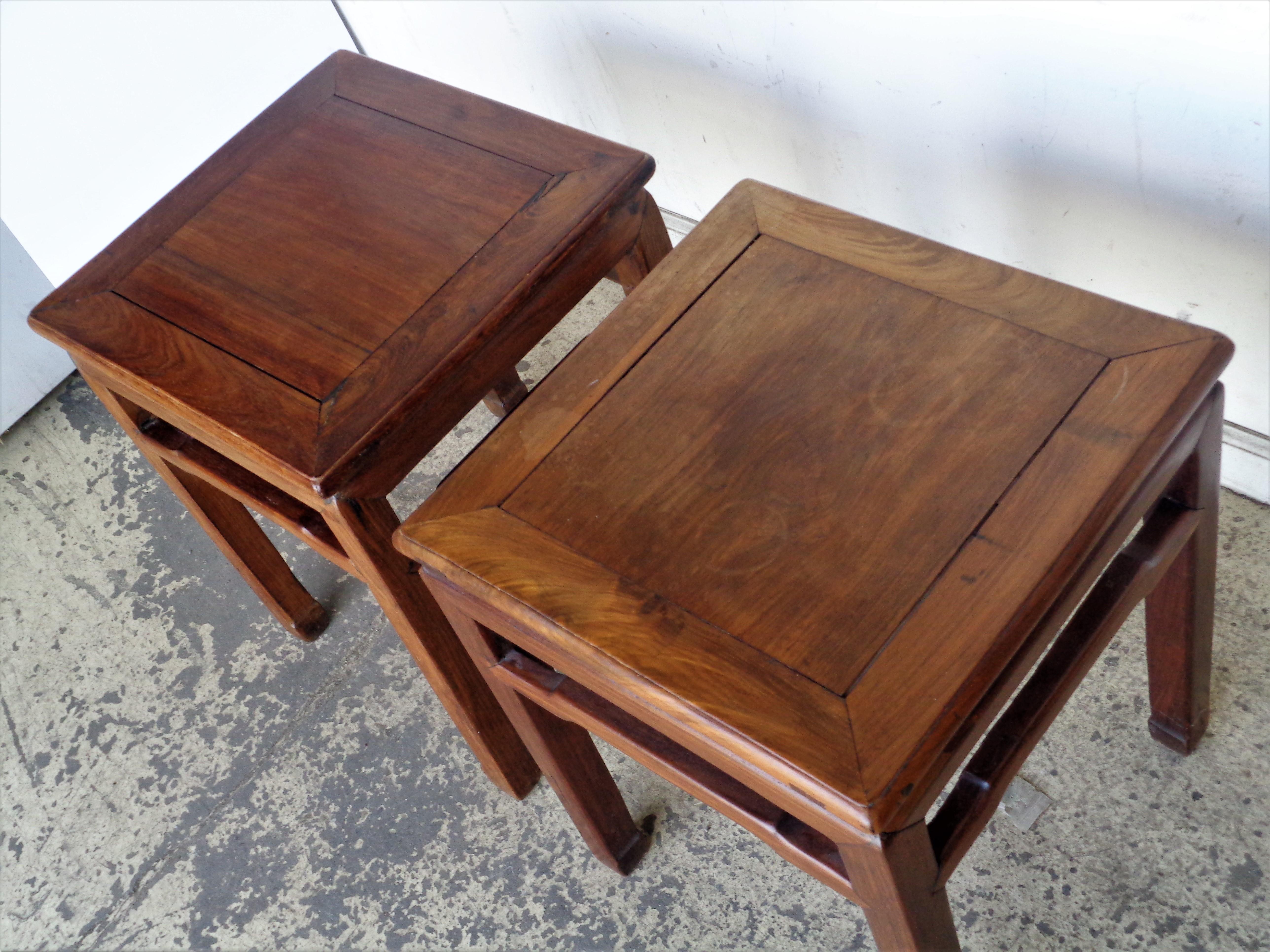 19th C. Chinese Hardwood Square Stools / Tables 4