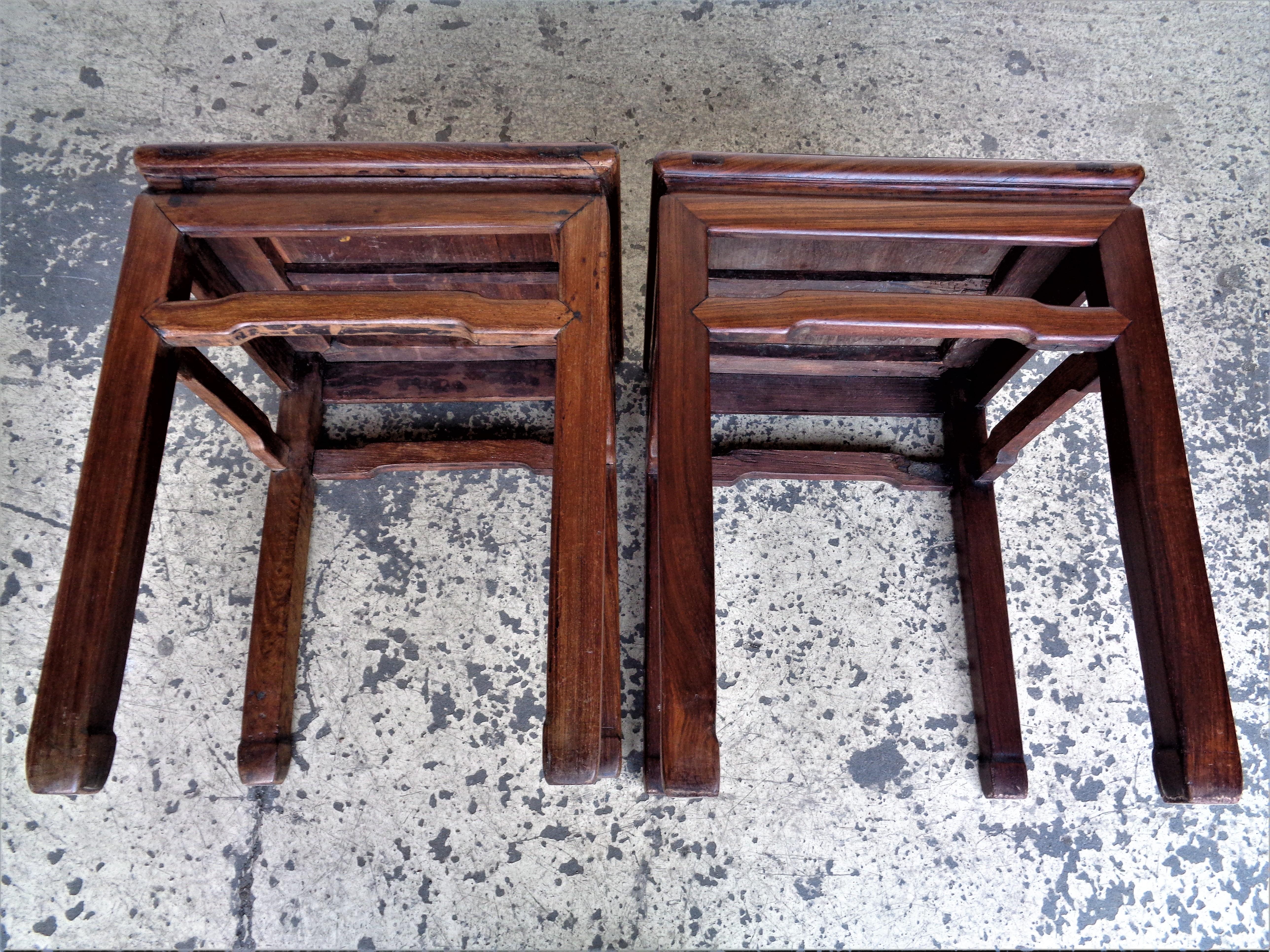 19th C. Chinese Hardwood Square Stools / Tables 6