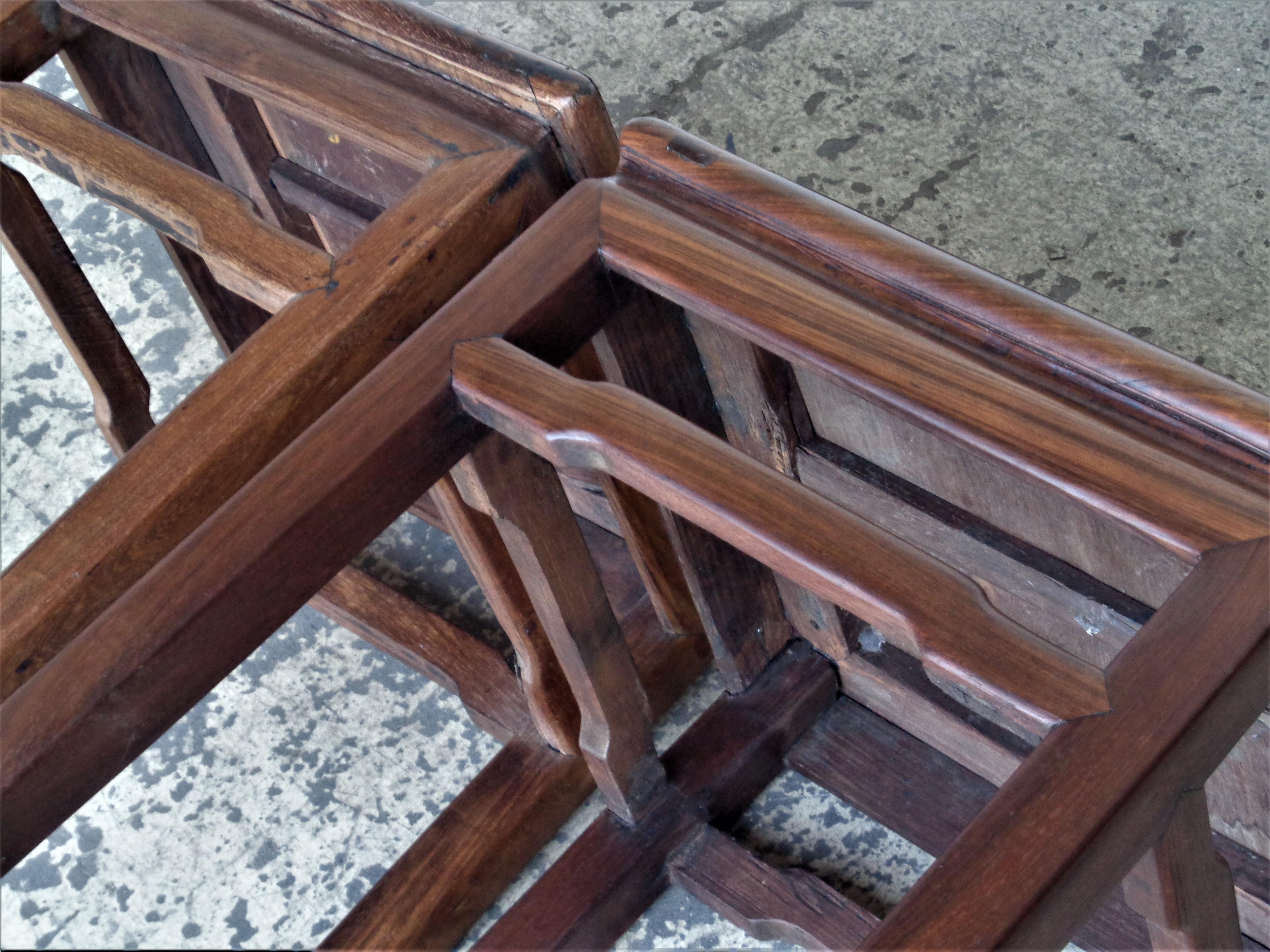 19th C. Chinese Hardwood Square Stools / Tables 7