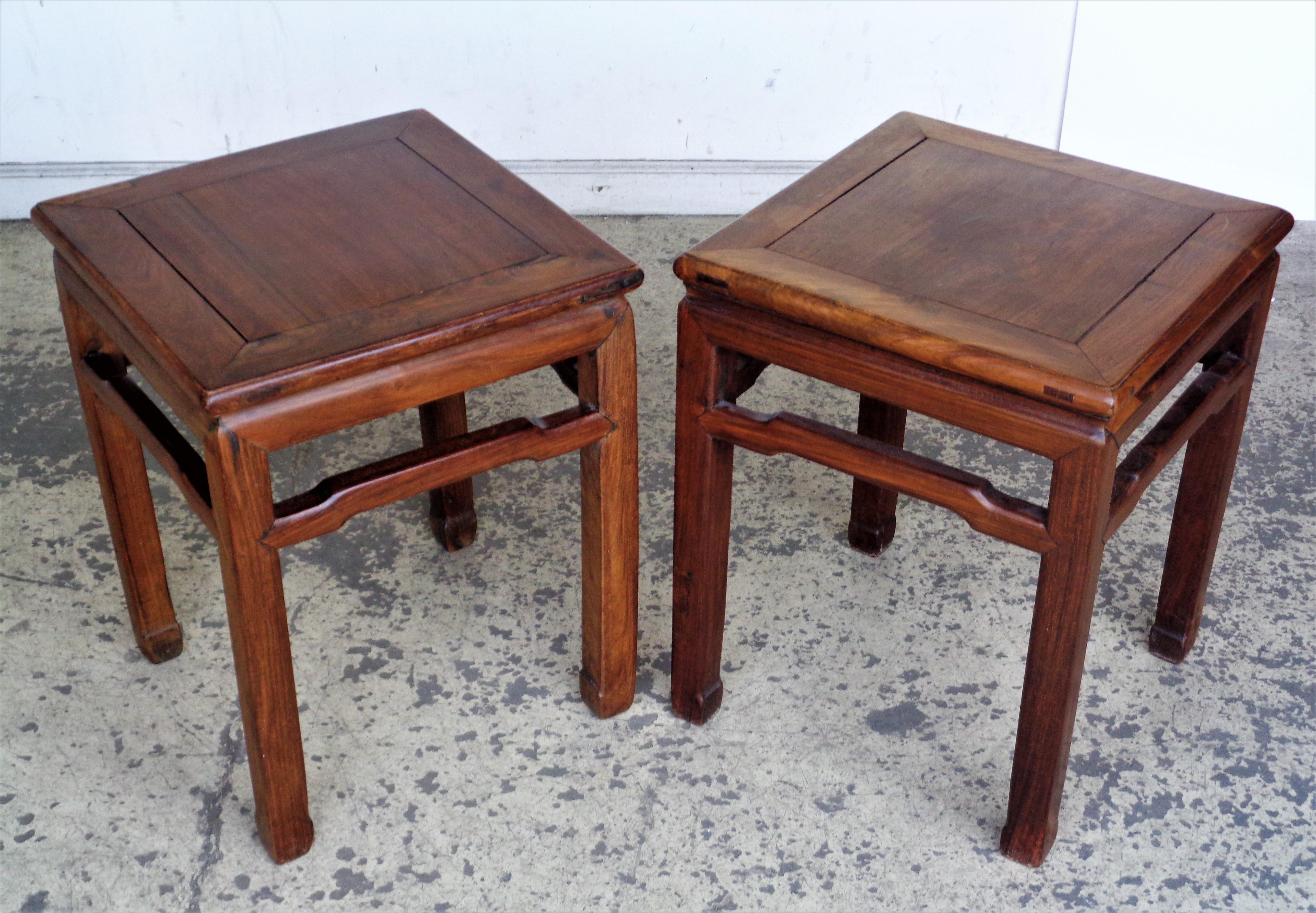 Qing 19th C. Chinese Hardwood Square Stools / Tables