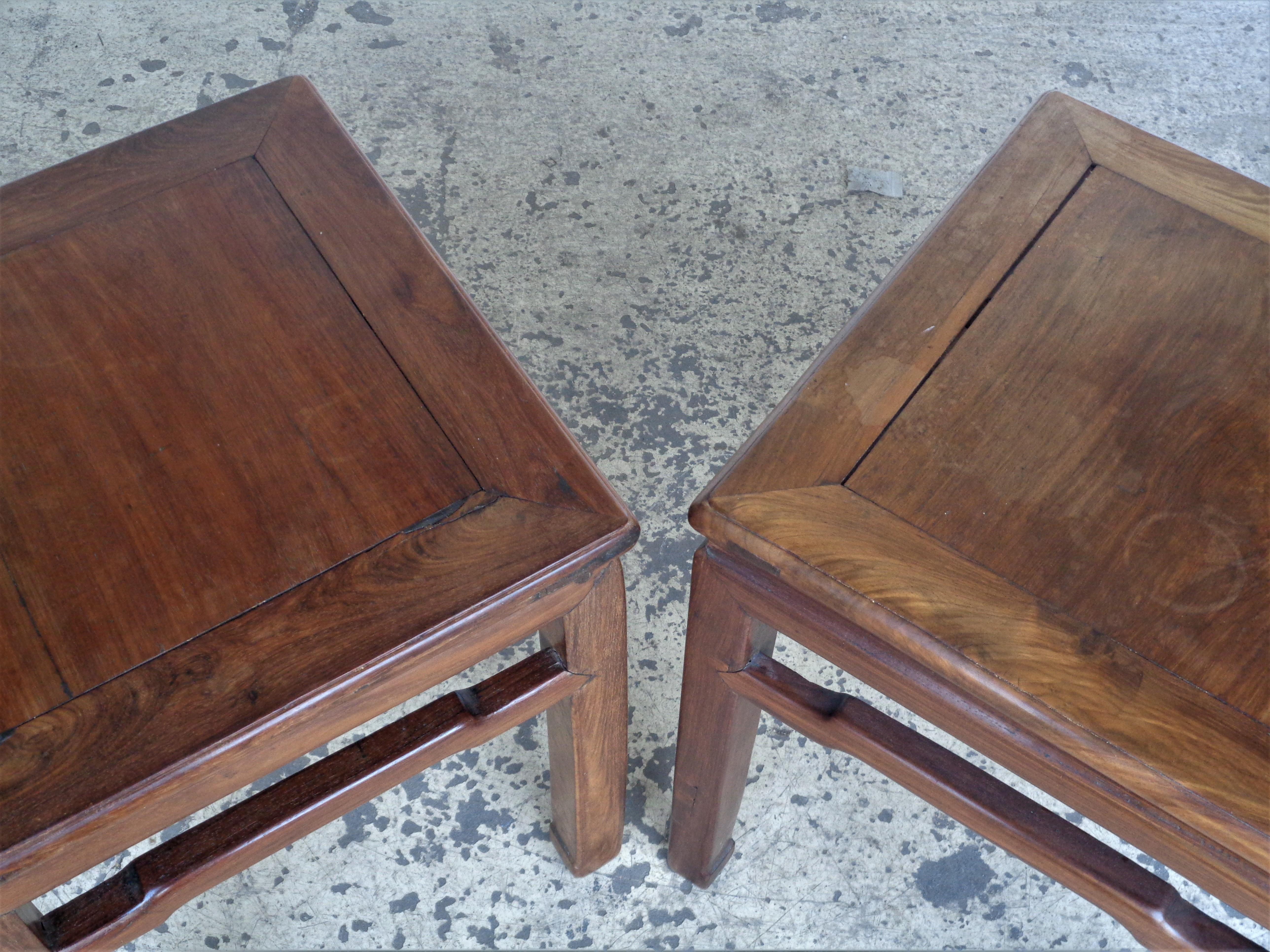 Hand-Carved 19th C. Chinese Hardwood Square Stools / Tables