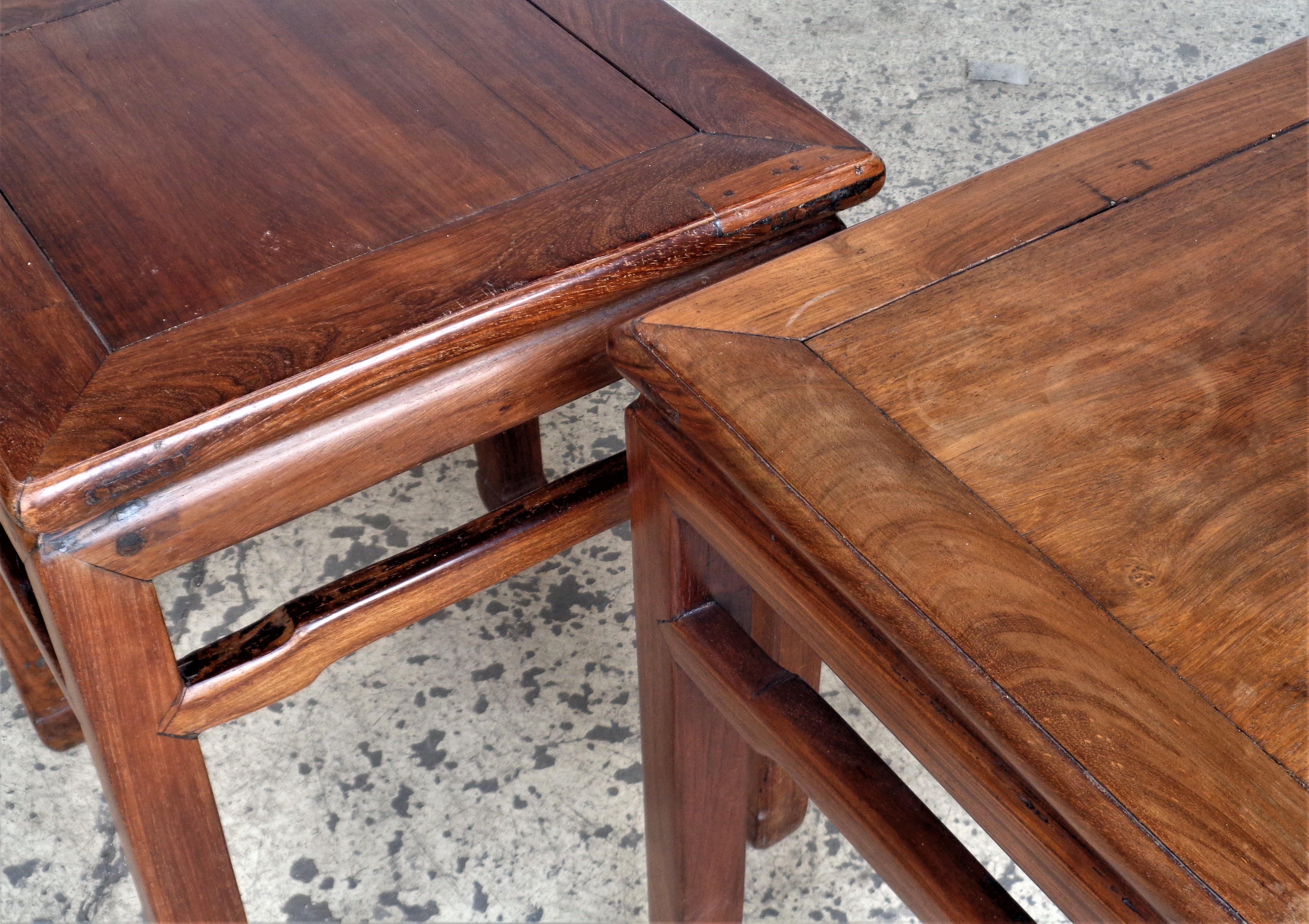 19th C. Chinese Hardwood Square Stools / Tables In Good Condition In Rochester, NY
