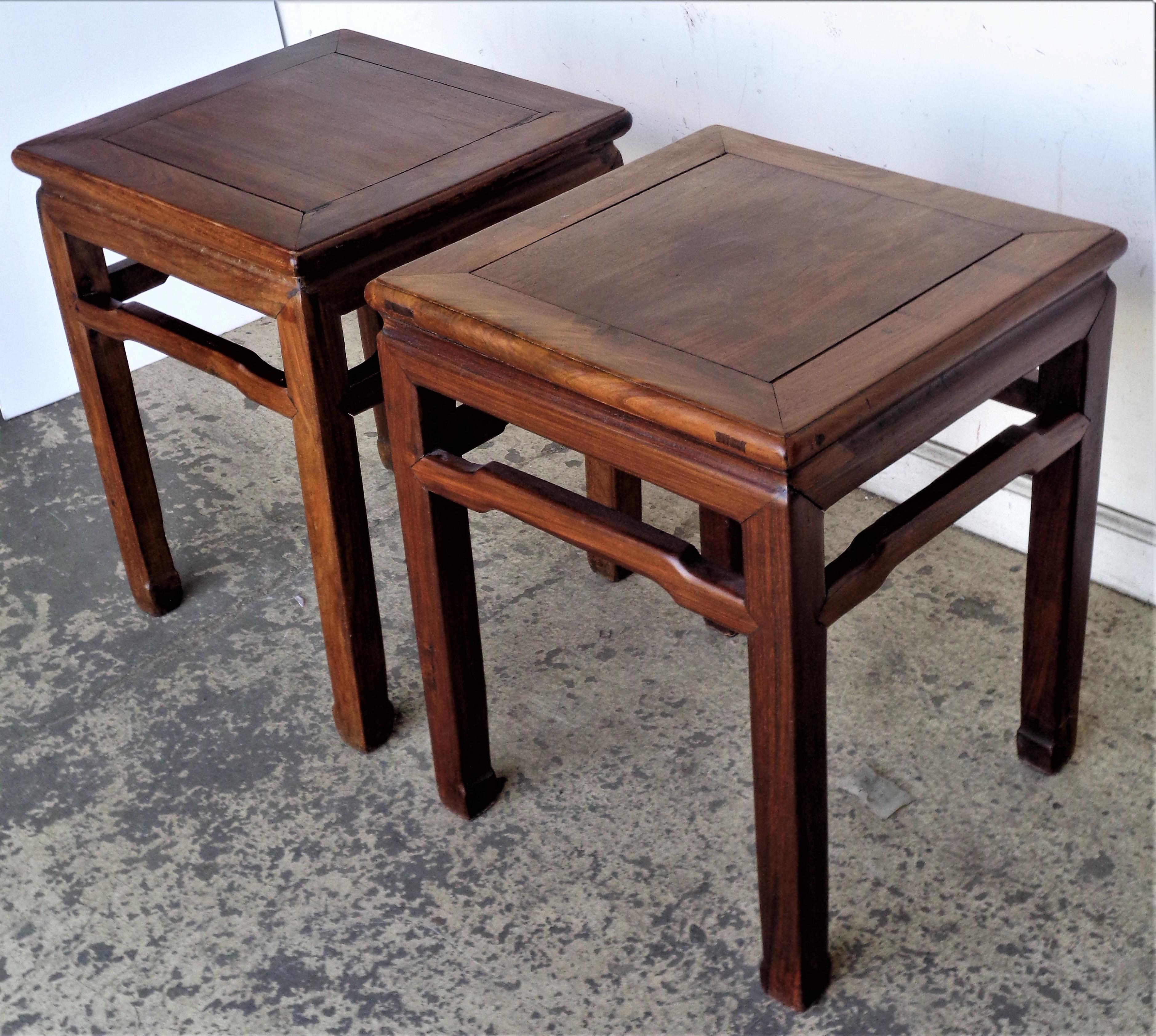 19th C. Chinese Hardwood Square Stools / Tables 2