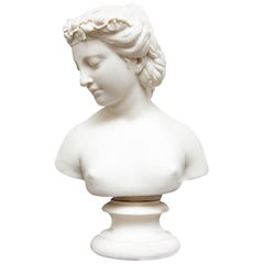 Antique 19th Century Classical Female Parian Bust