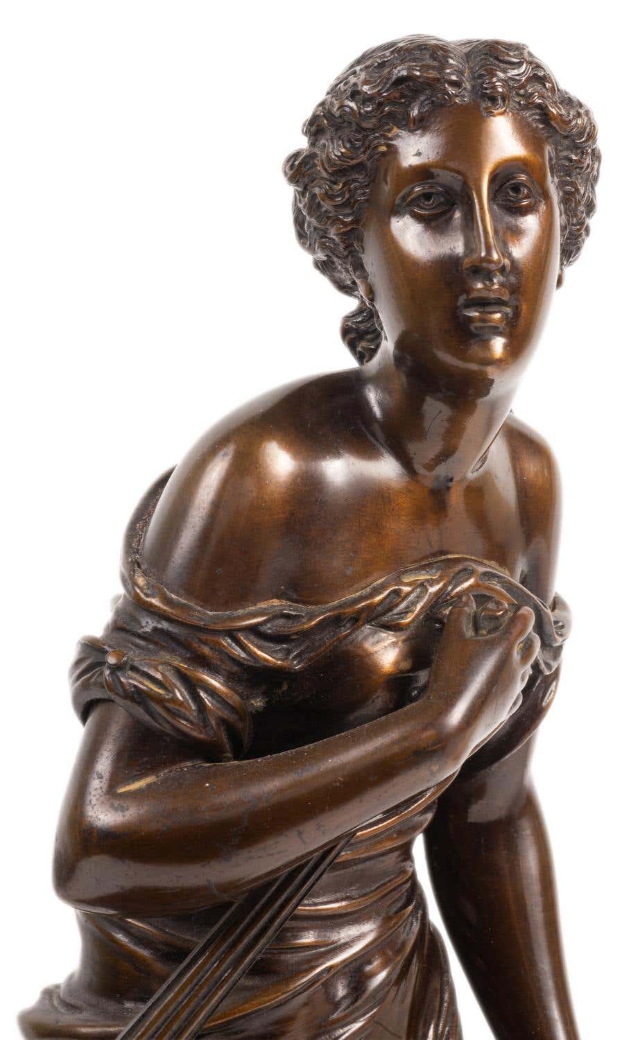 Patinated 19th Century Classical Female Statue, Signed Carie For Sale