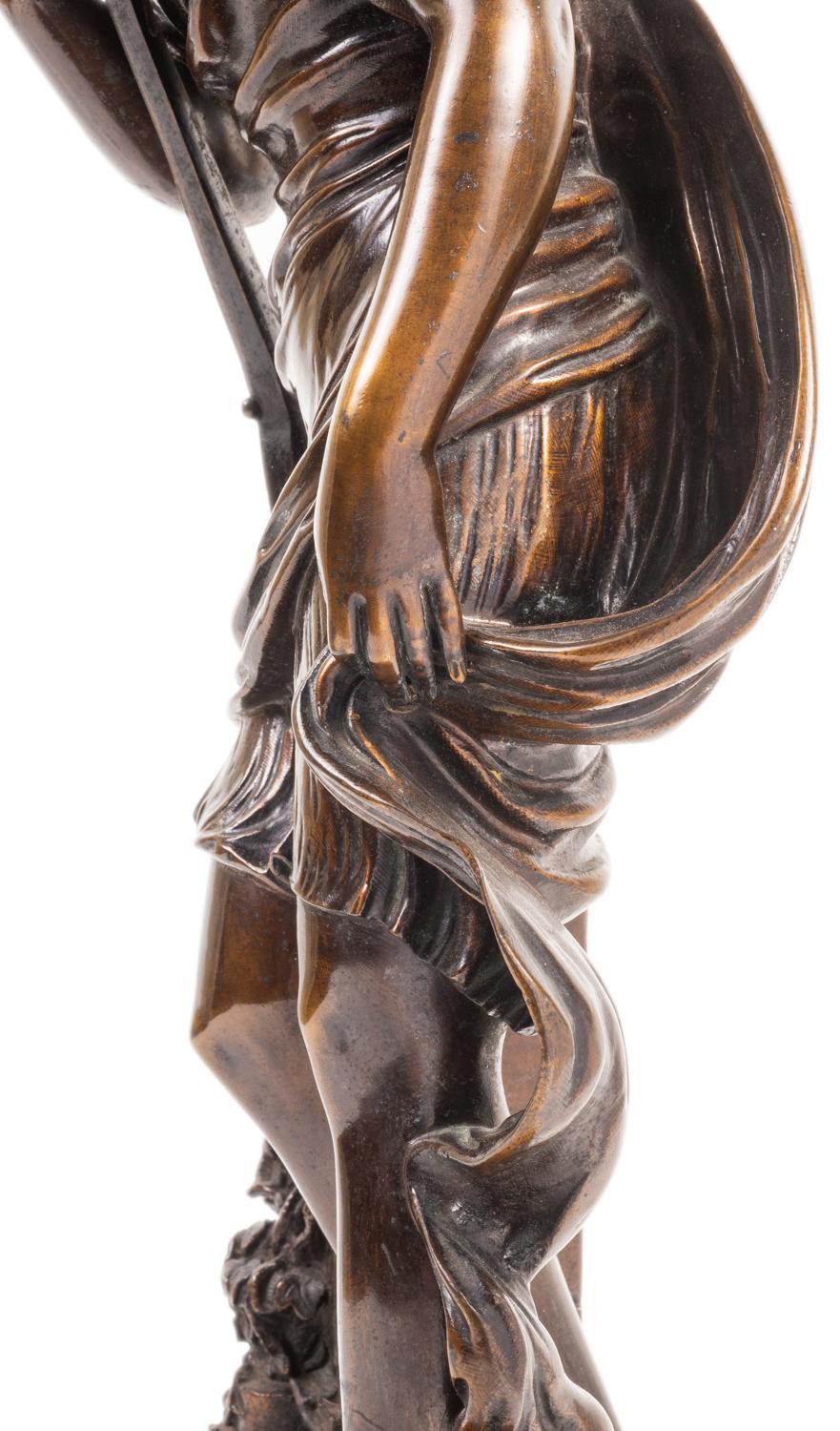 Bronze 19th Century Classical Female Statue, Signed Carie