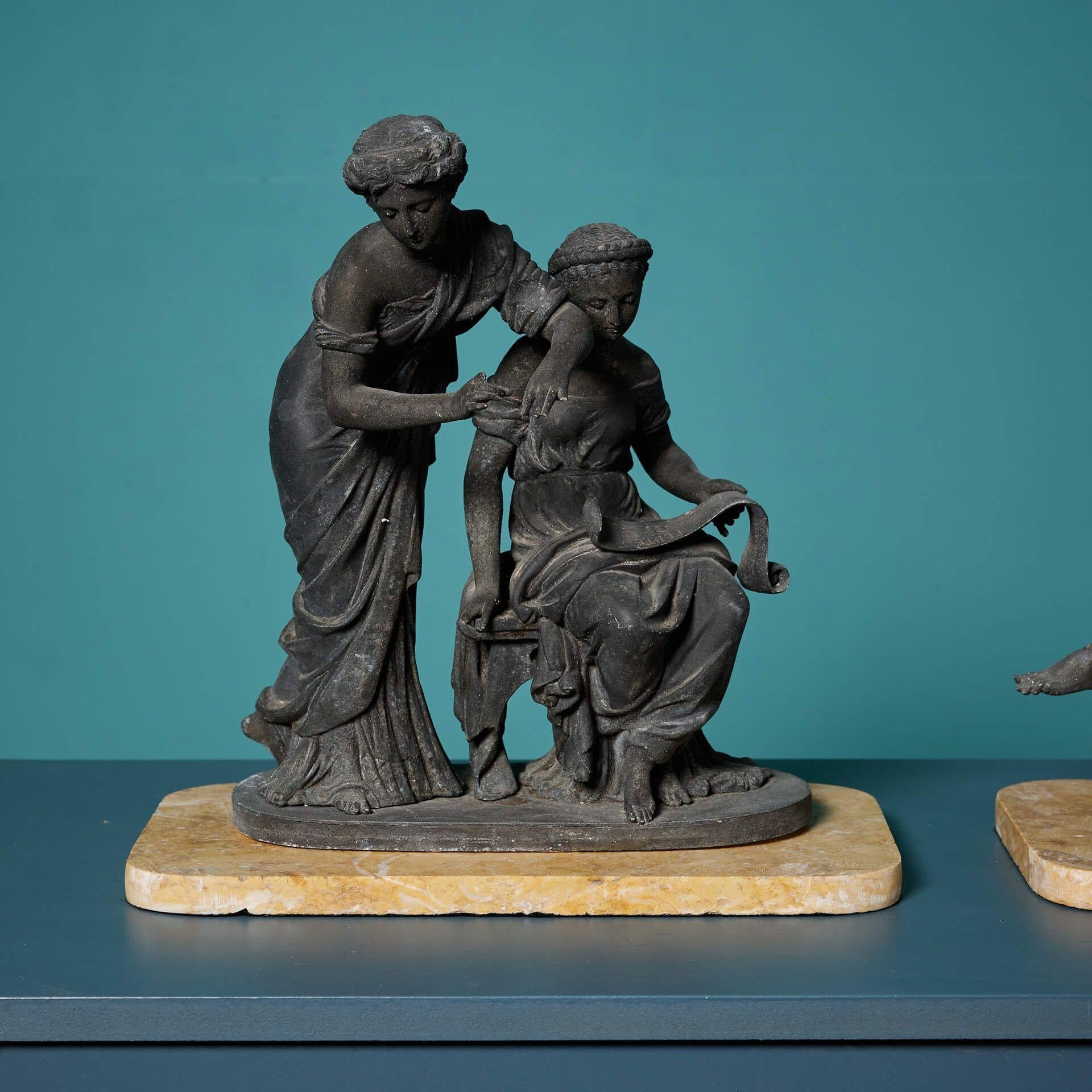 Neoclassico Figure classiche del XIX secolo su basi di marmo in vendita
