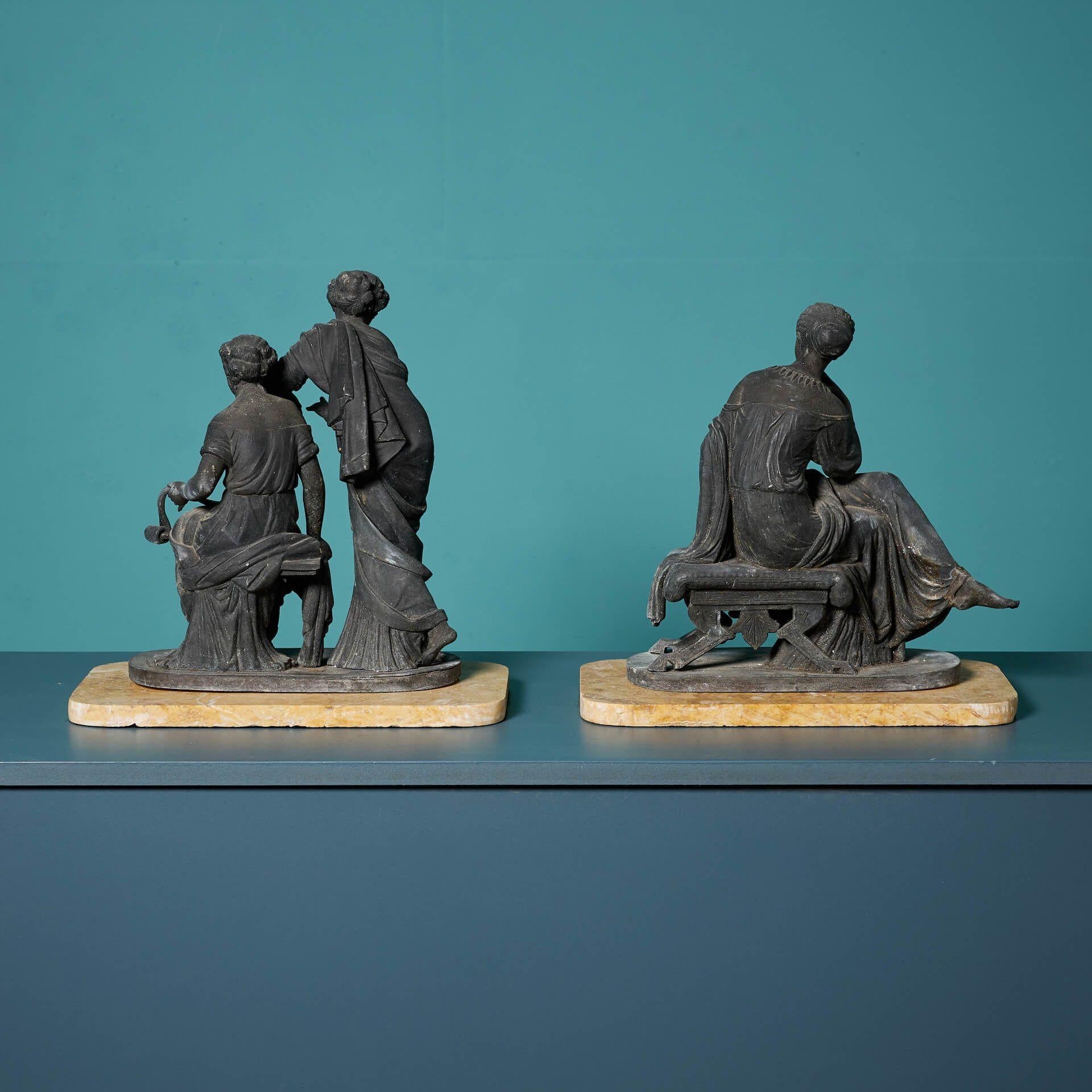 Figure classiche del XIX secolo su basi di marmo in vendita 1