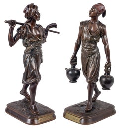 Statue di bronzo orientaliste classiche del 19° secolo di arabi