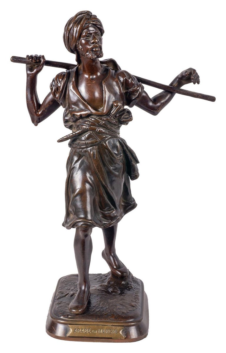 French 19th Century Classical Orientalist Bronze Statues of Arabs For Sale