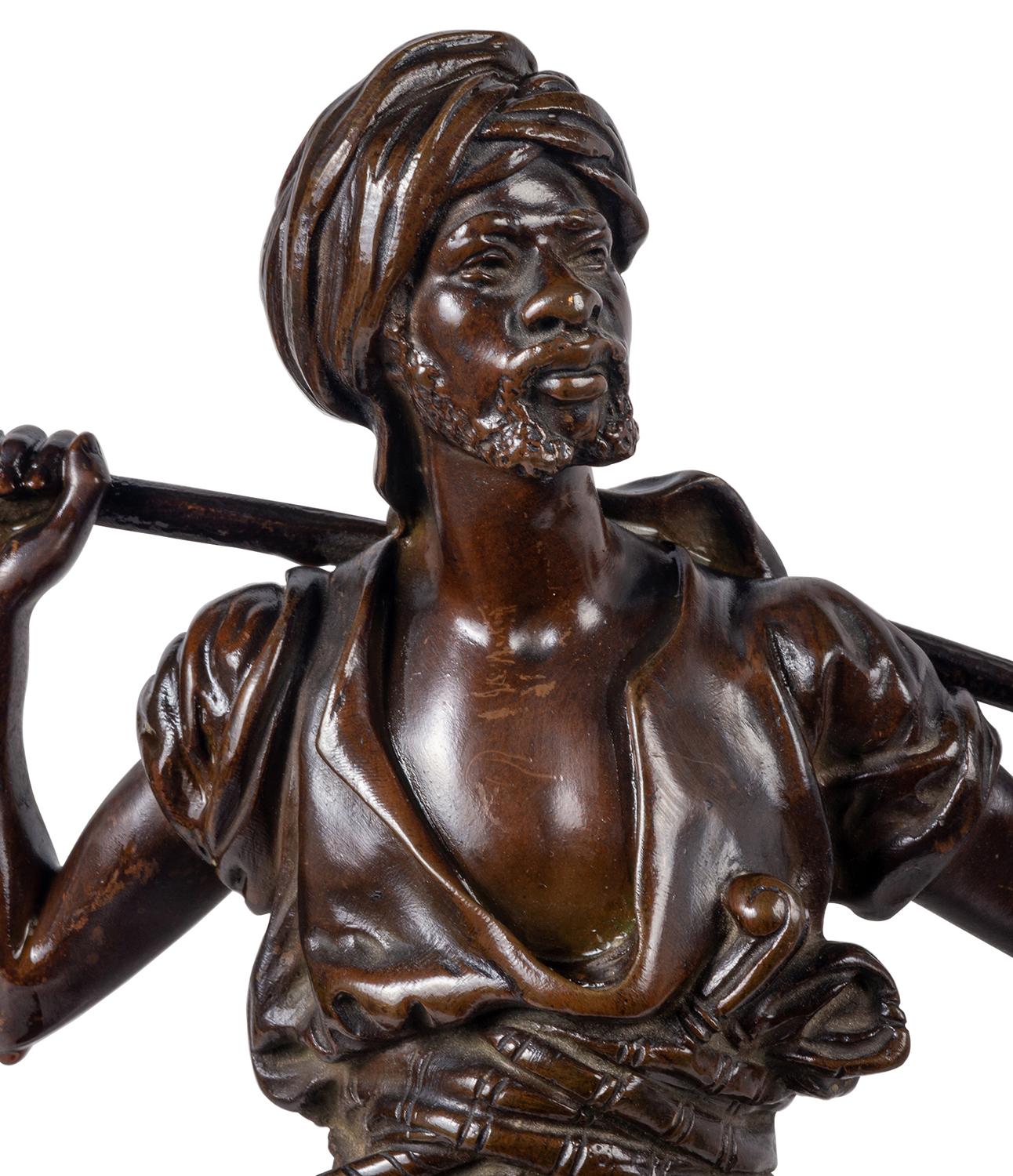 Patiné Statues d' Arabes orientalistes classiques en bronze du XIXe siècle en vente