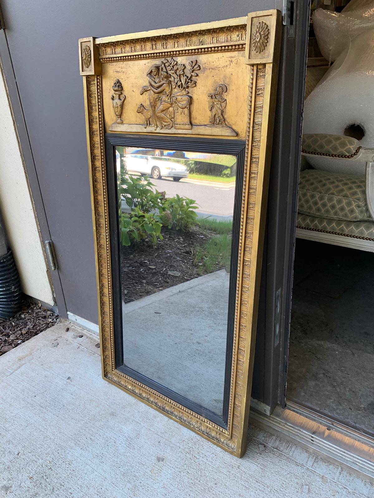Hand-Carved 19th Century Classical Regency Style Gilt Mirror For Sale