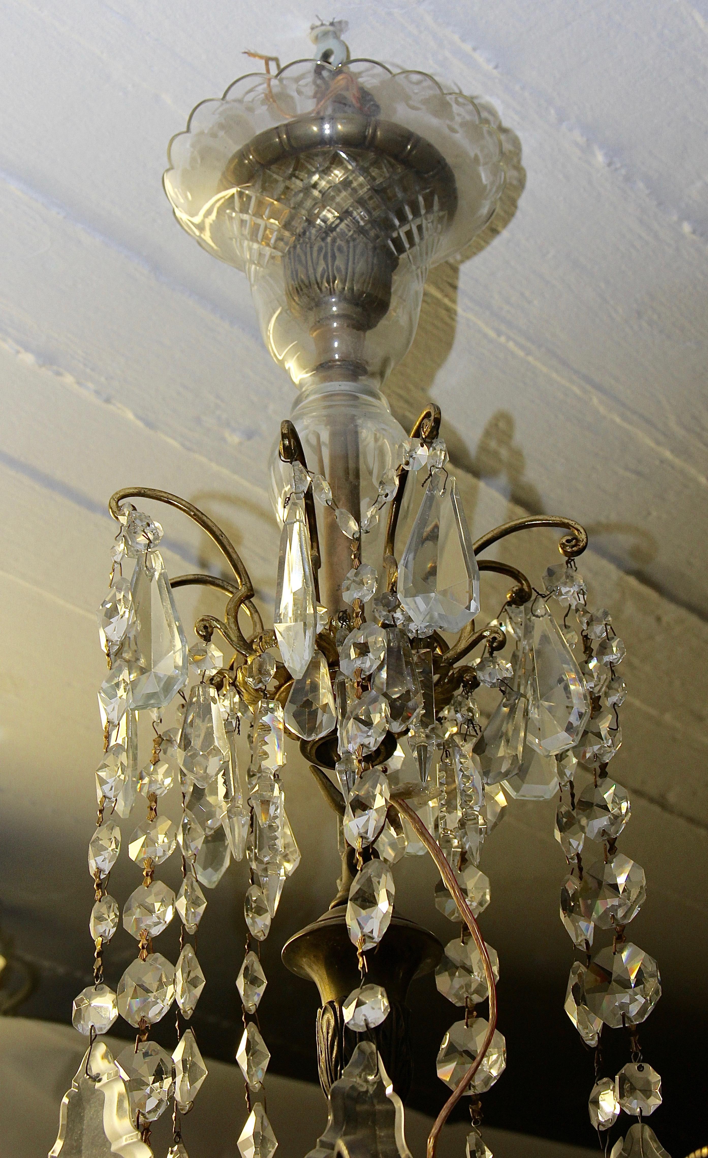 19th Century Classicist European Ceiling Candelabra Chandelier For Sale 6