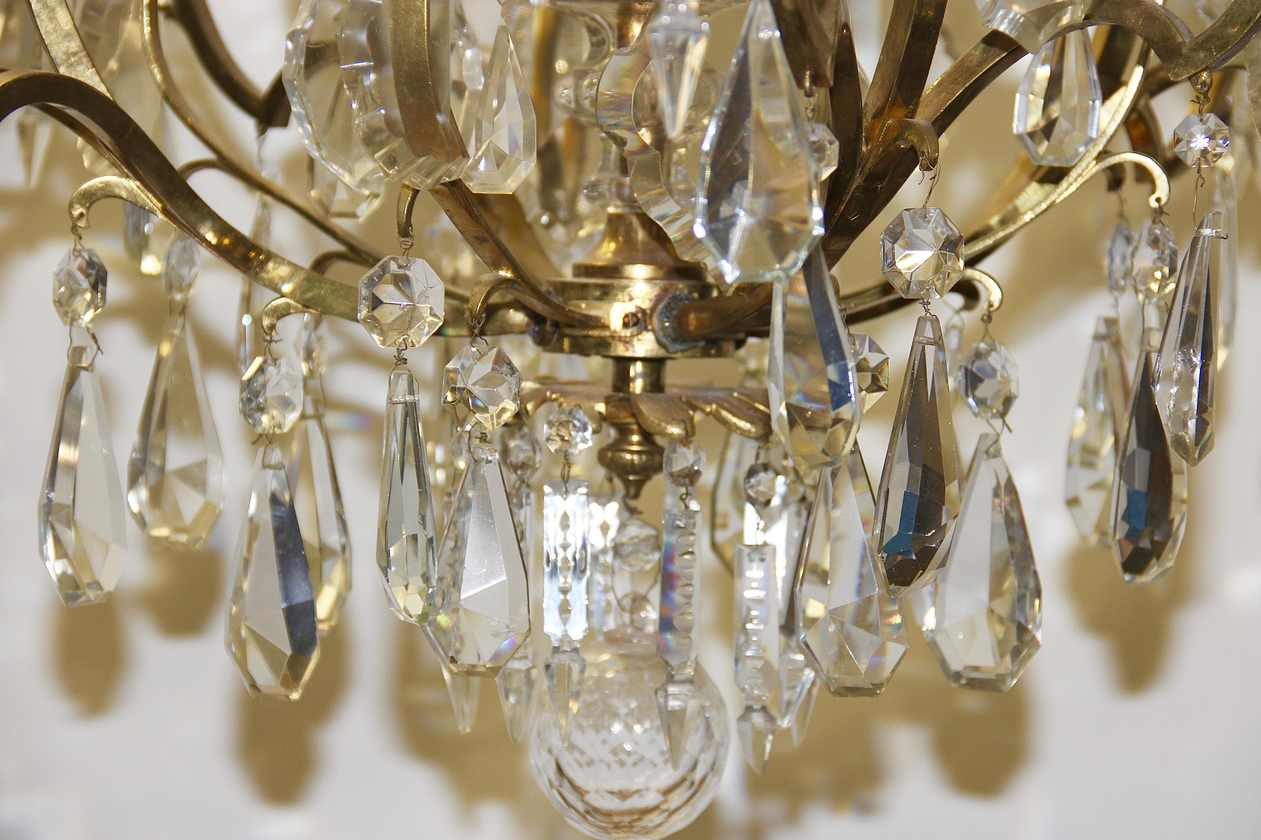 19th Century Classicist European Ceiling Candelabra Chandelier For Sale 2