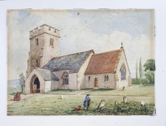 19th Century Clatworthy Church Watercolor Painting