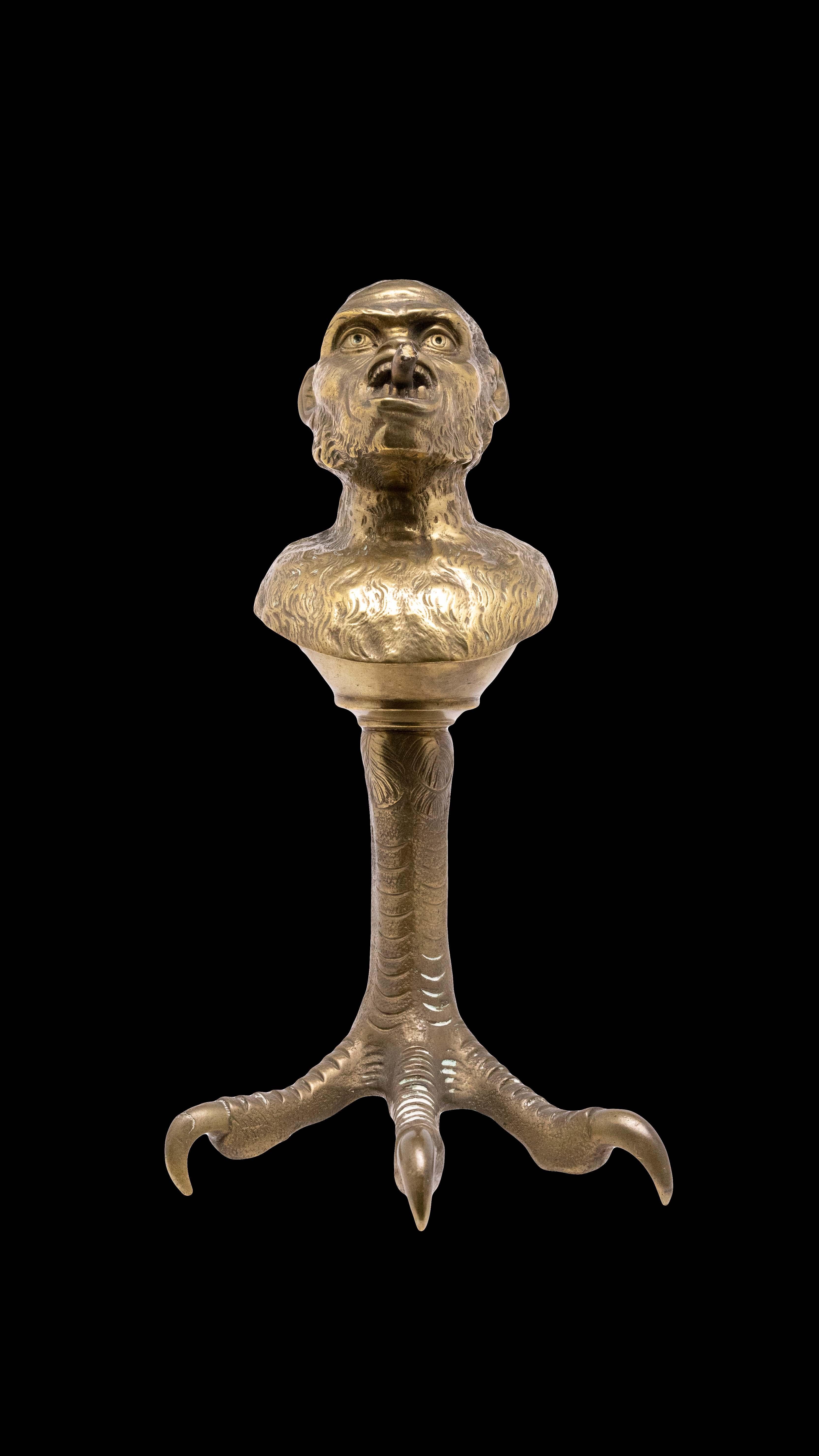 French Rare 19th Century Continental Bronze Tobacco Cigar Lighter