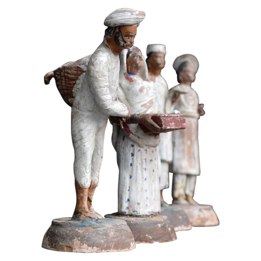 19th Century Clay over Wire Framed Indian Souvenir Figures