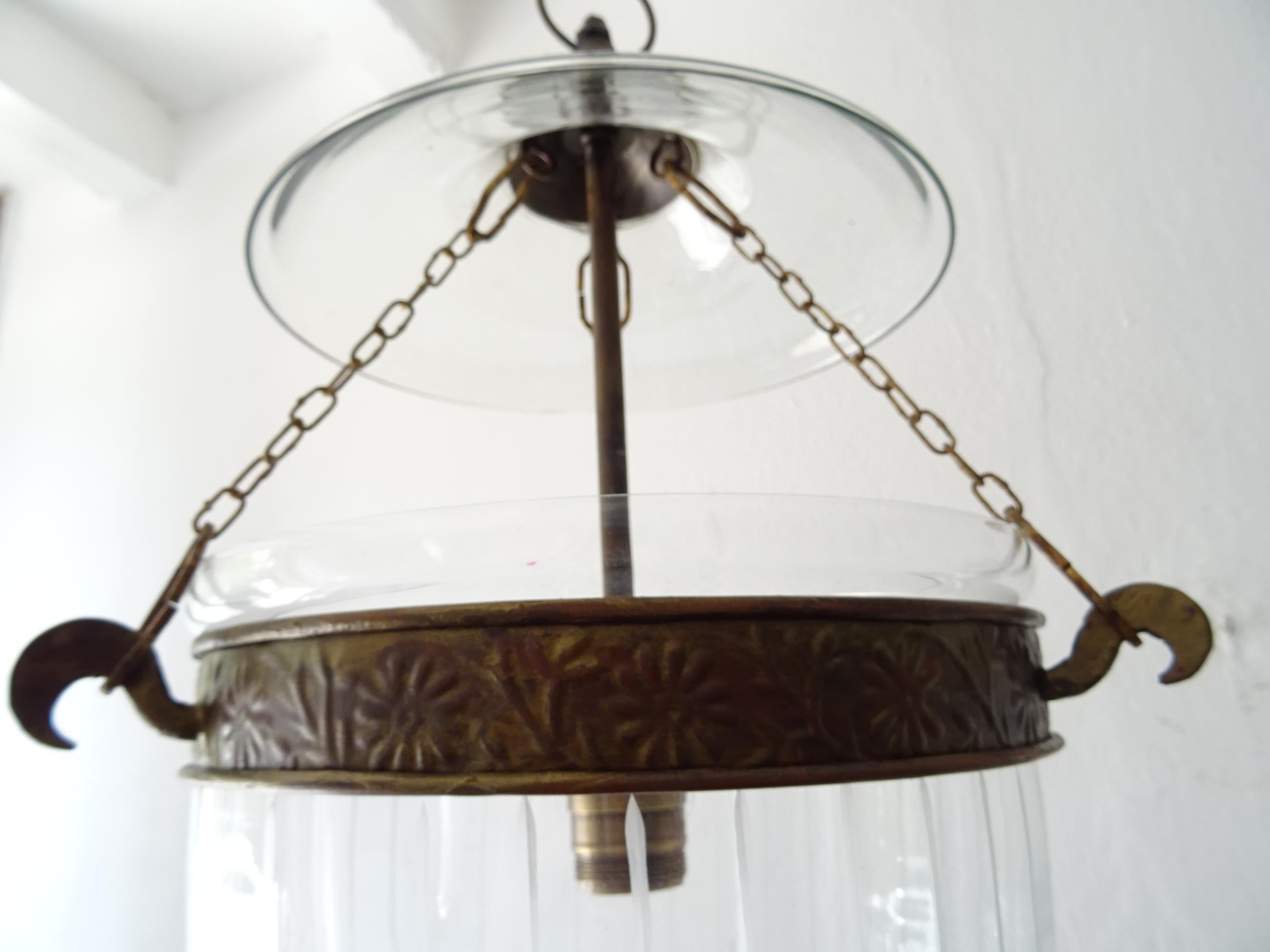 19th Century Clear Etched Jar Lantern Chandelier 1