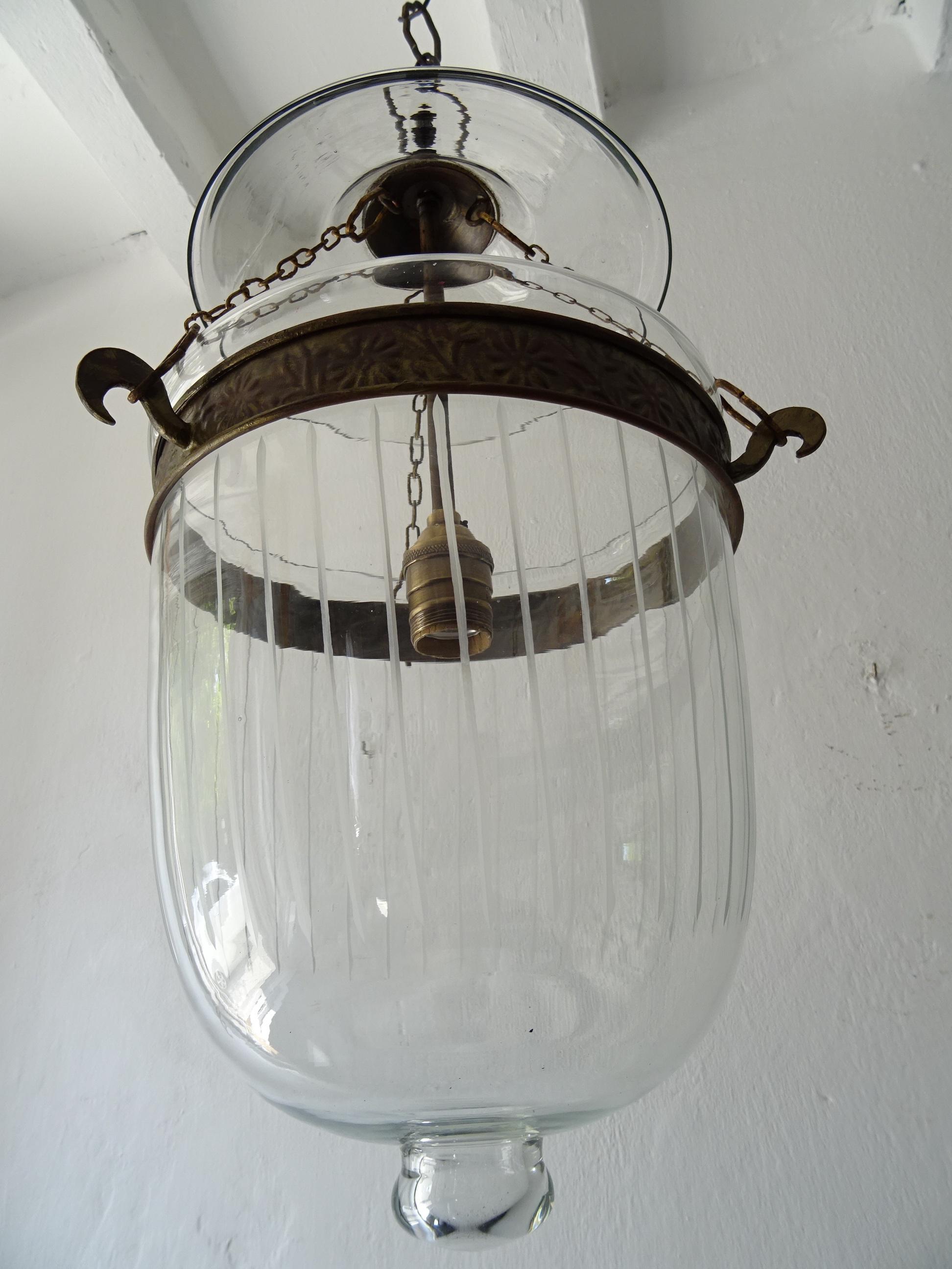 19th Century Clear Etched Jar Lantern Chandelier 2