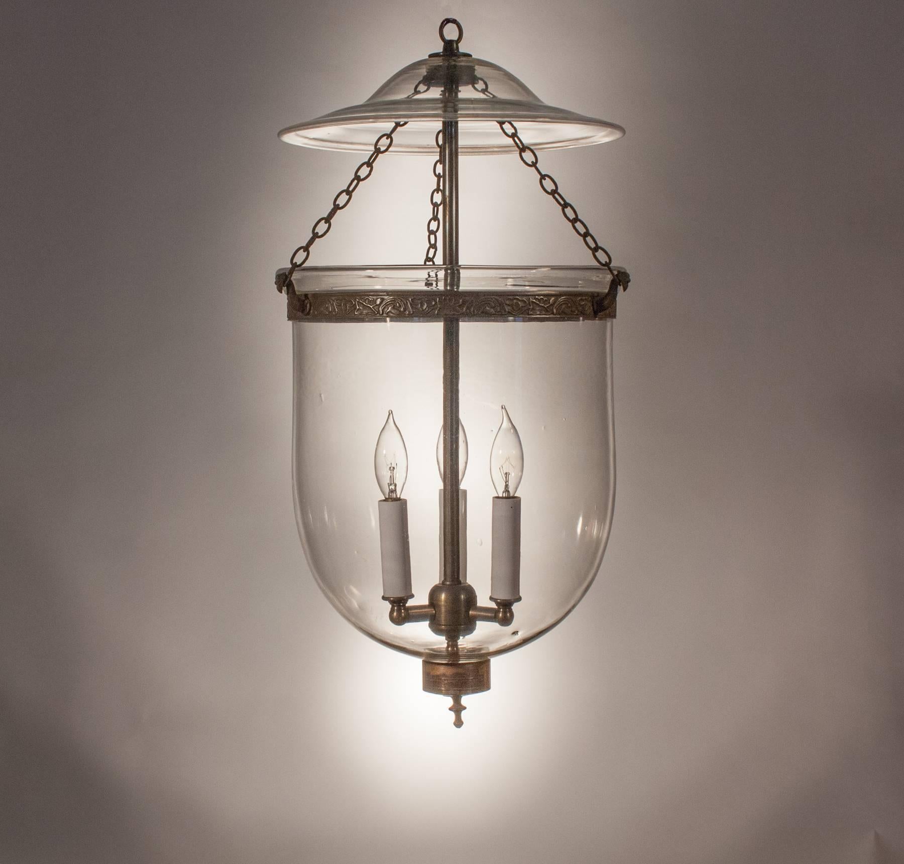 Victorian 19th Century Clear Glass Bell Jar Lantern For Sale