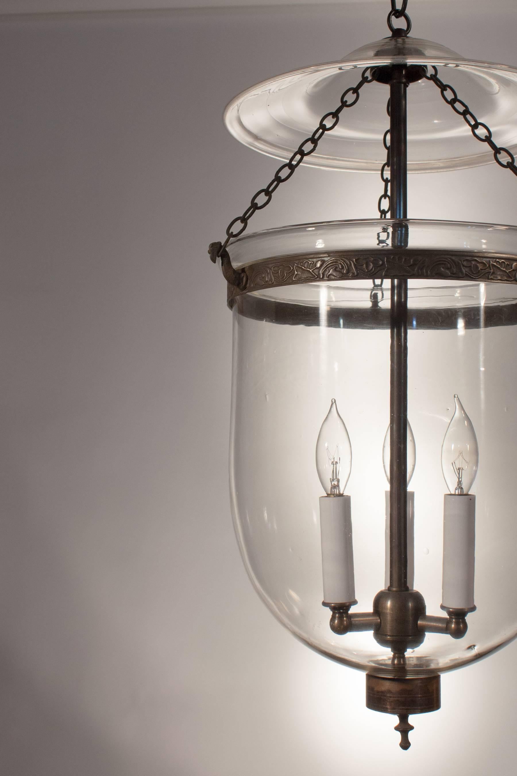 English 19th Century Clear Glass Bell Jar Lantern For Sale