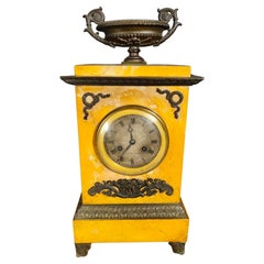 Antique 19th Century Clock Empire Clock in Siena Marble