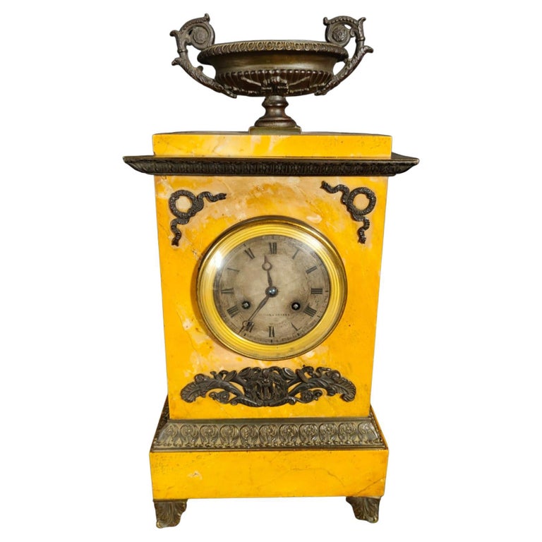 19th Century Clock Empire Clock in Siena Marble For Sale at 1stDibs