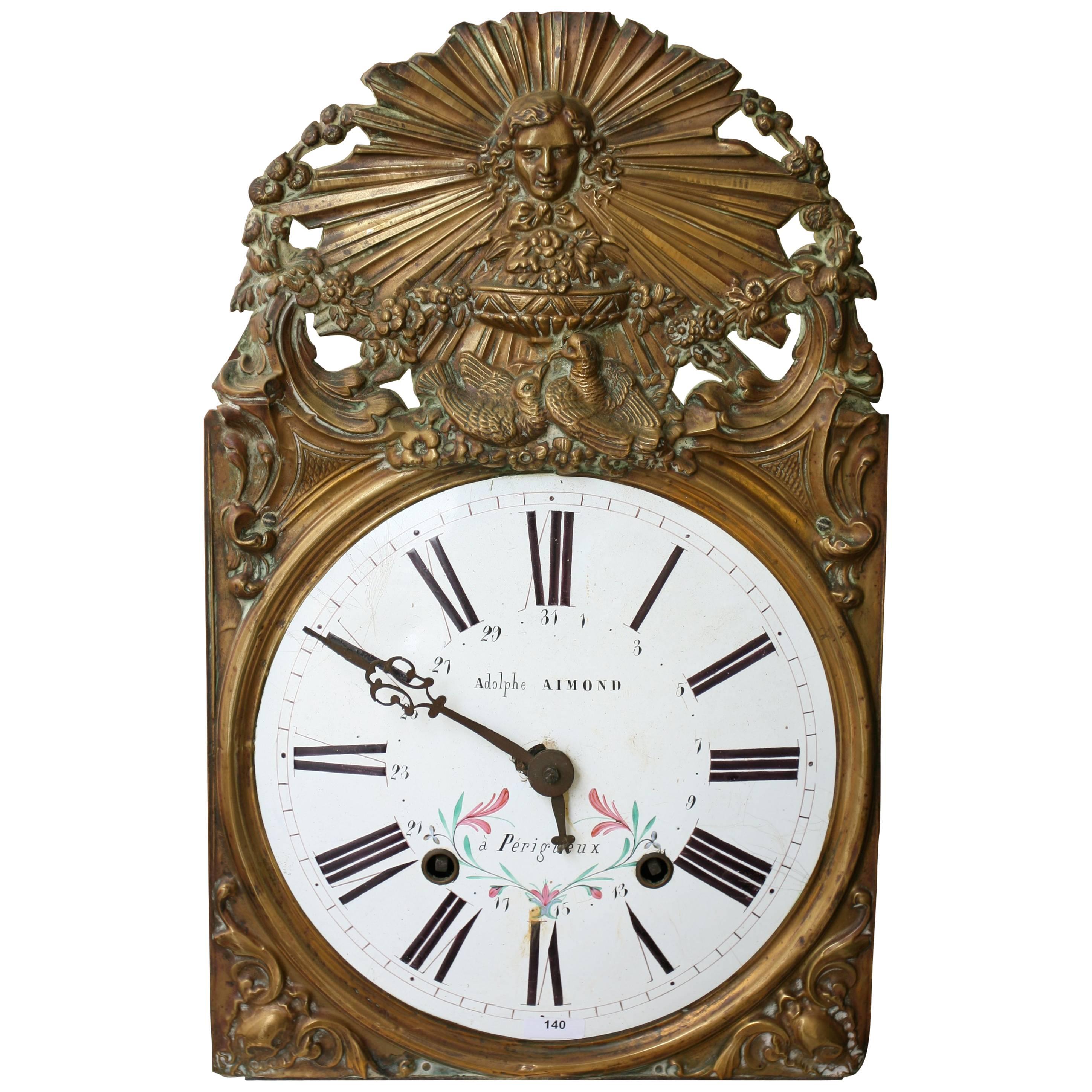 19th Century Clock Head with Enamelled Dial by Adolphe Almond in Périgueux For Sale