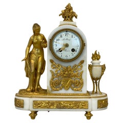 19th Century Clock in Marble and Gilt Bronze, Napoleon III Period.