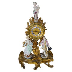 19th Century Clock Meissen Porcelain & Gilt Bronze by Japy Freres Grand Med