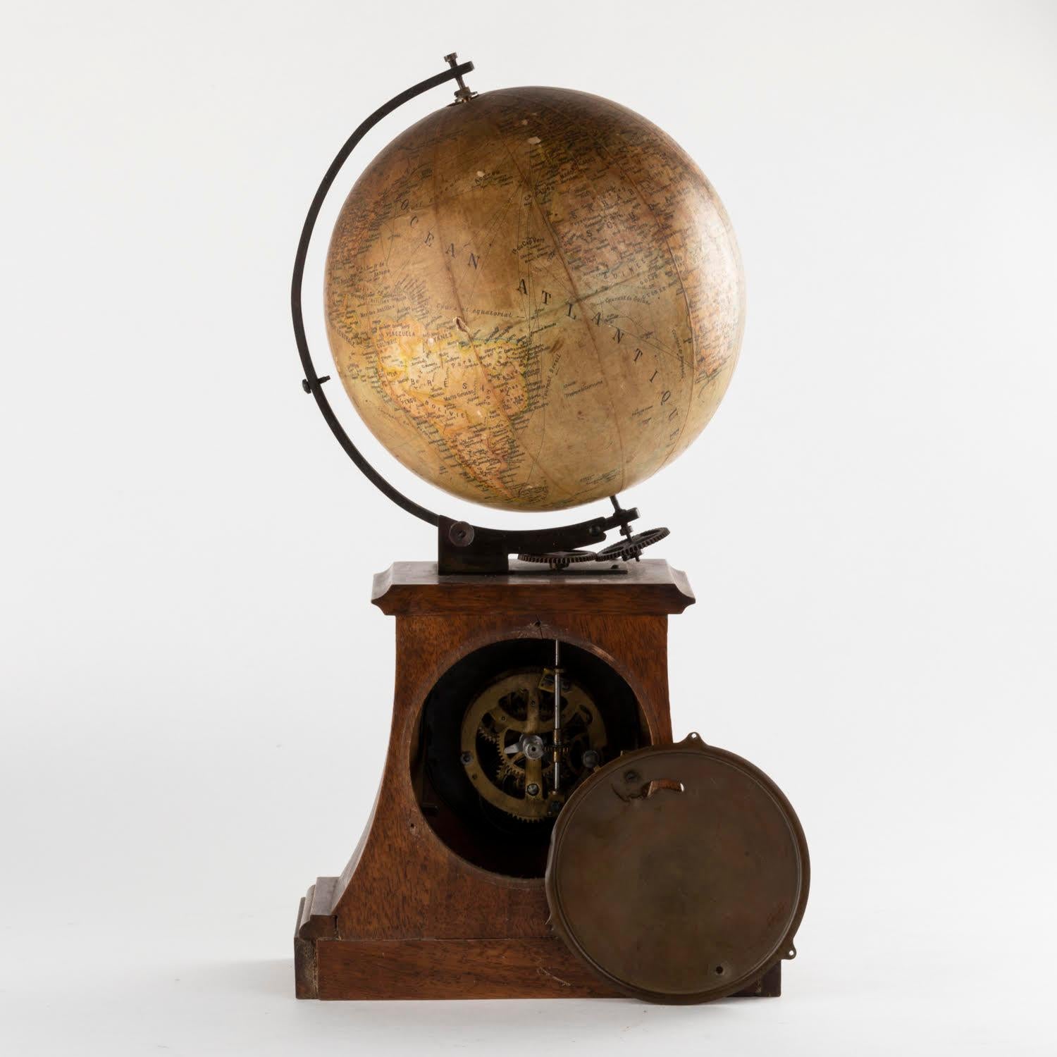 French 19th Century Clock Surmounted by a Globe, Napoleon III Period. For Sale