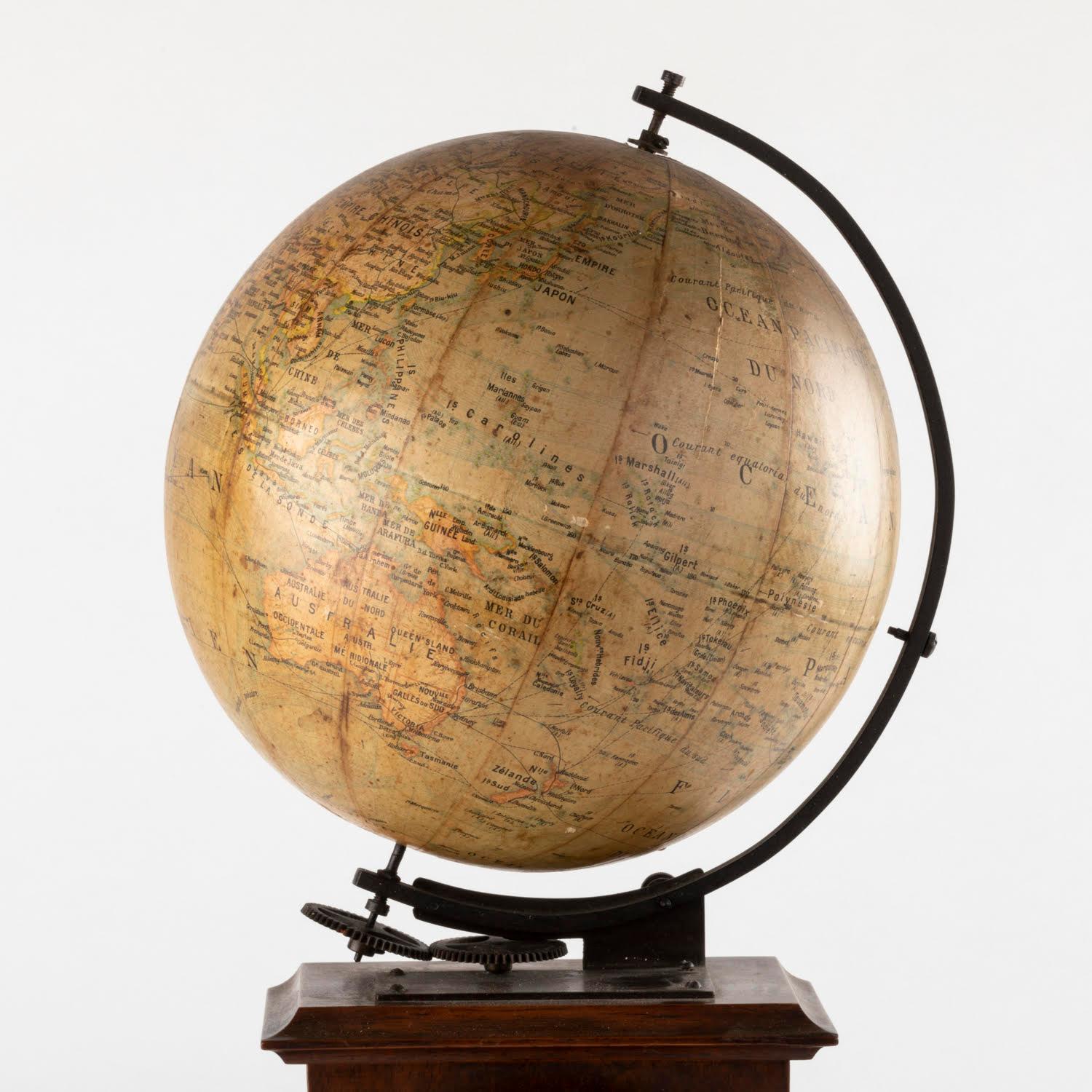 Wood 19th Century Clock Surmounted by a Globe, Napoleon III Period. For Sale