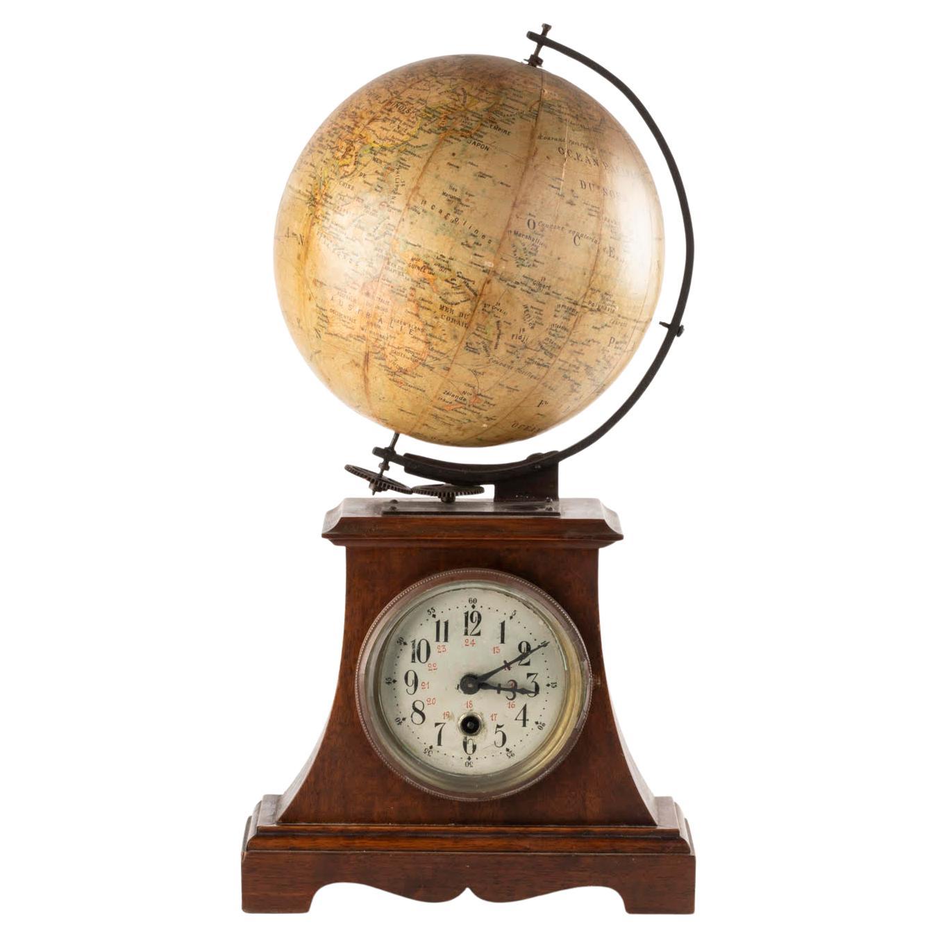 19th Century Clock Surmounted by a Globe, Napoleon III Period. For Sale
