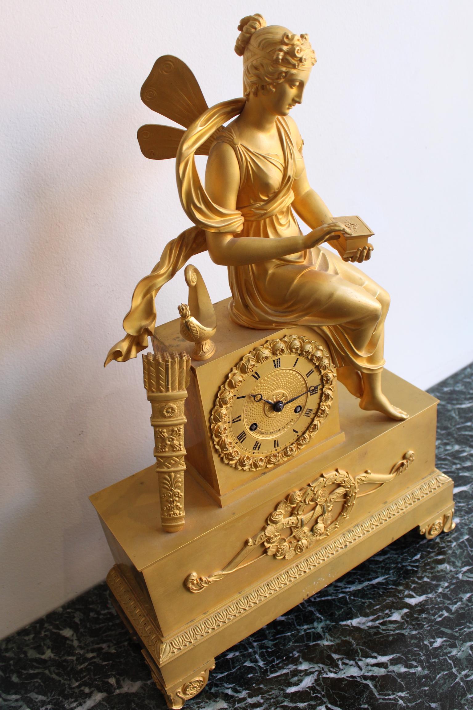 19th Century Clock Woman with Pandora's Box For Sale 5
