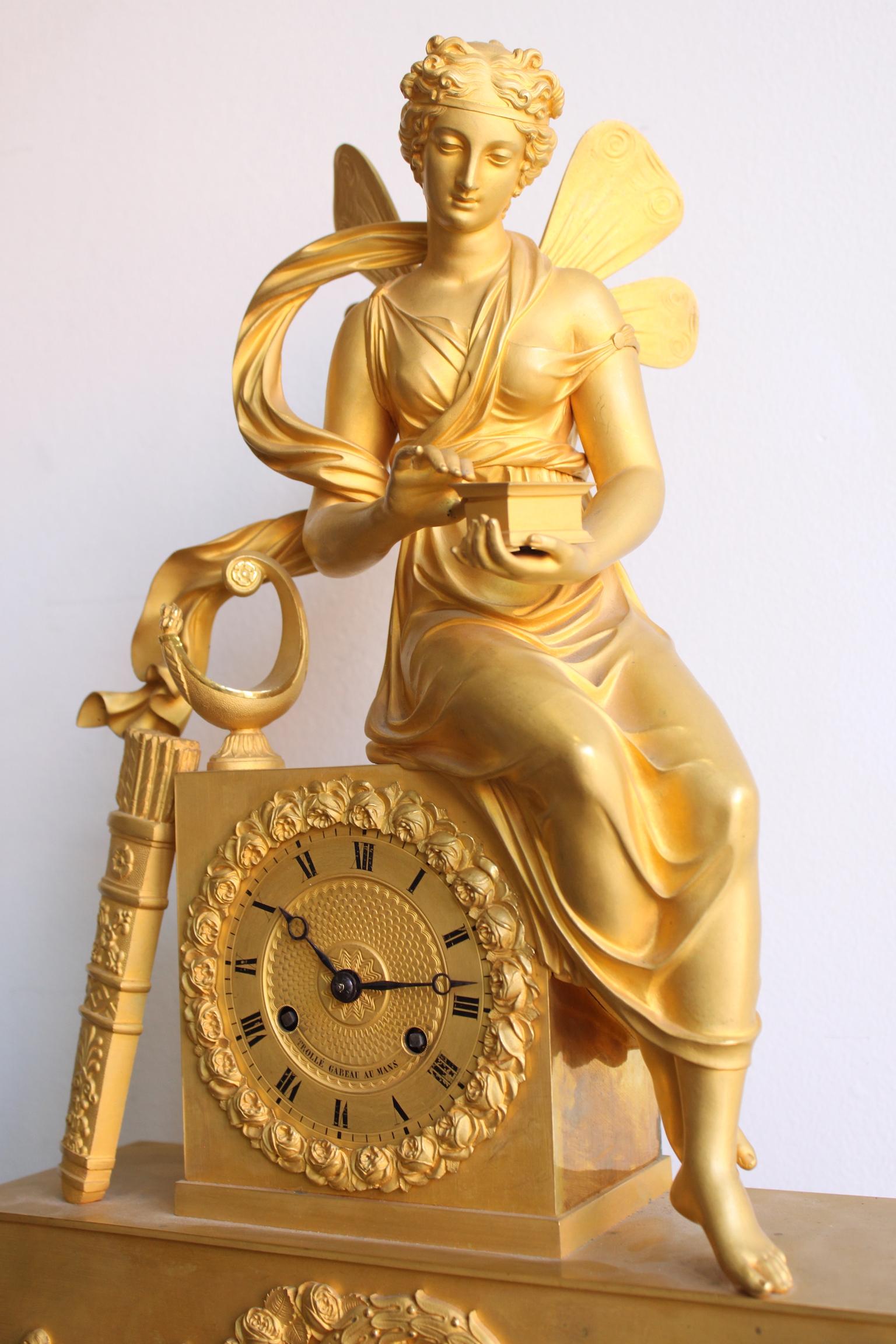 19th Century Clock Woman with Pandora's Box For Sale 2