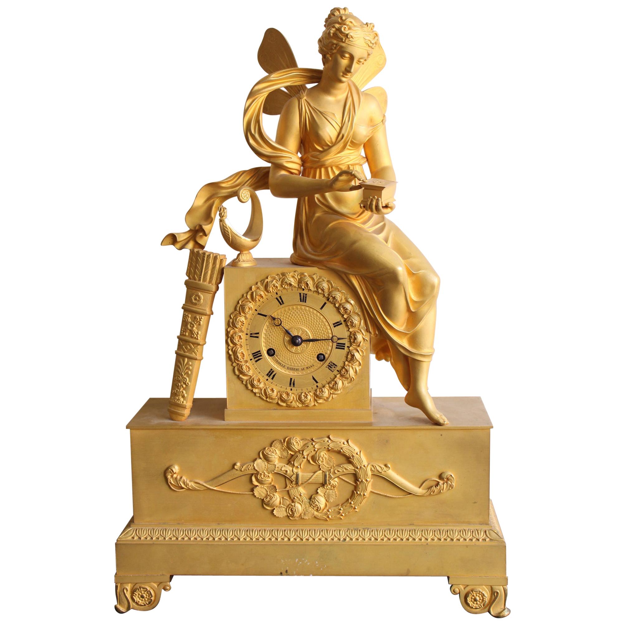 19th Century Clock Woman with Pandora's Box For Sale