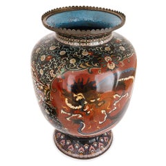 19th Century Cloisonné Enamel Dragon Vase, Meiji Period Japan