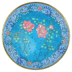 19th Century Cloisonne Floral Enamel Plate 