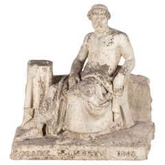 19th Century Coade Stone Fragment of a Seated Roman Man