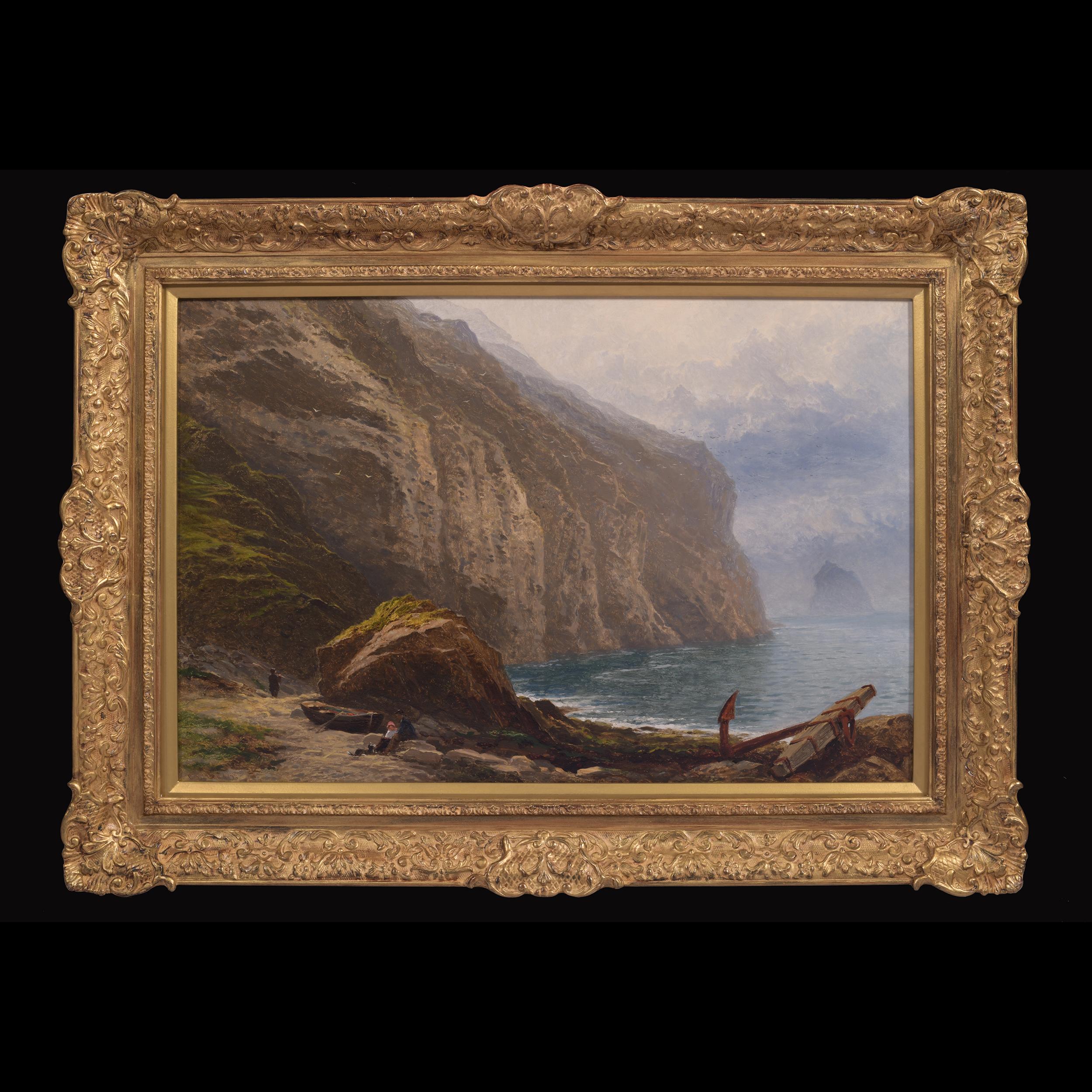 A very fine 19th century coastal scene painting of the Atlantic Ocean in Tintagel, Cornwall, United Kingdom by Benjamin Williams Leader in a fine gilt frame.

Artist: Benjamin Williams Leader (1831-1923) , British.

Medium: Oil On