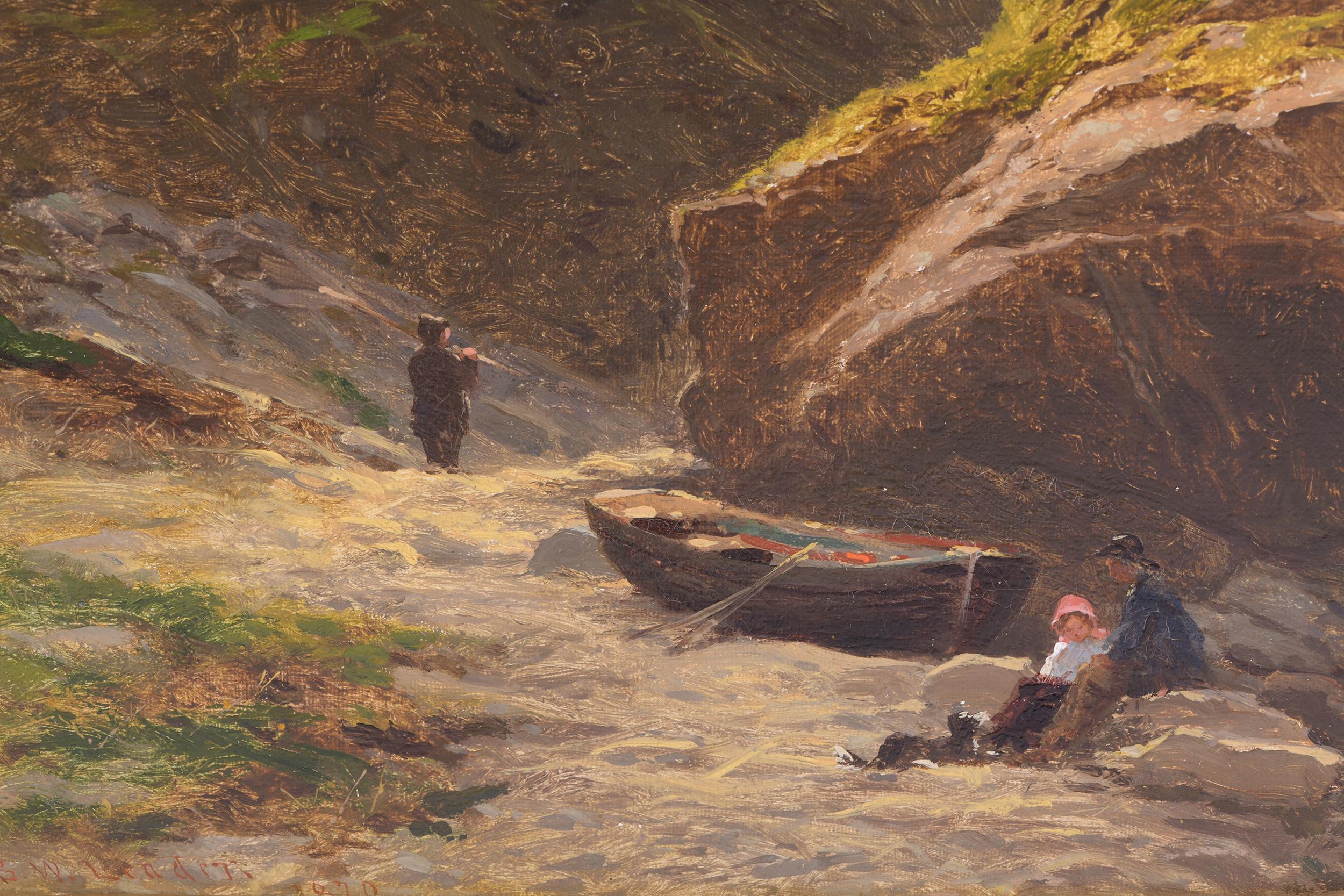 Victorian 19th Century Coastal Scene of Tintagel in Cornwall, UK by Benjamin. W. Leader For Sale