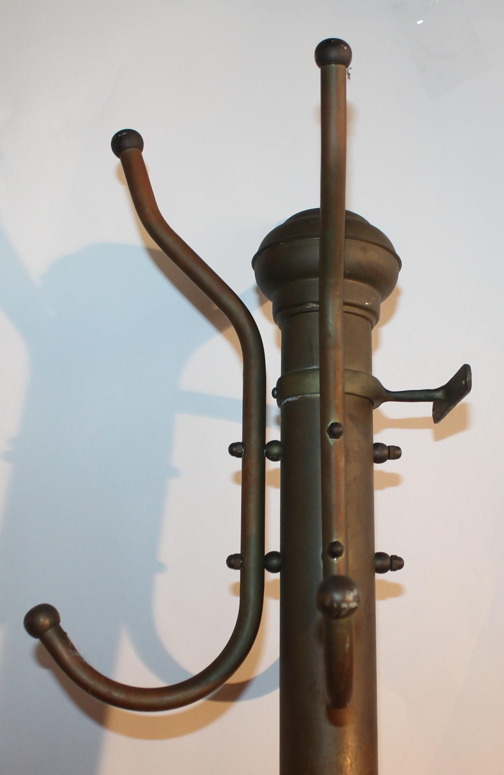 American 19th Century Coat and Hat Rack in Brass or Wall Mount