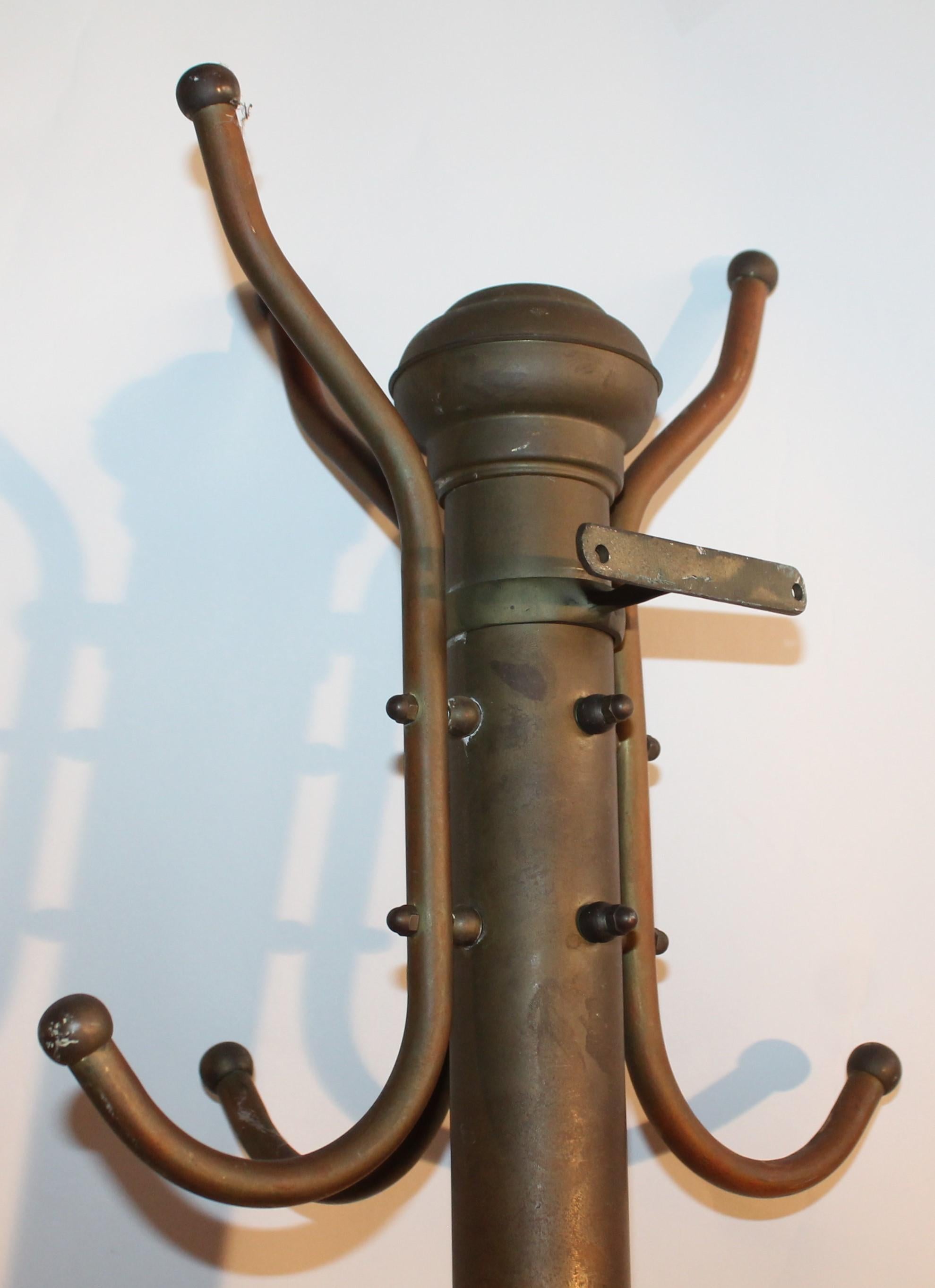 Cast 19th Century Coat and Hat Rack in Brass or Wall Mount