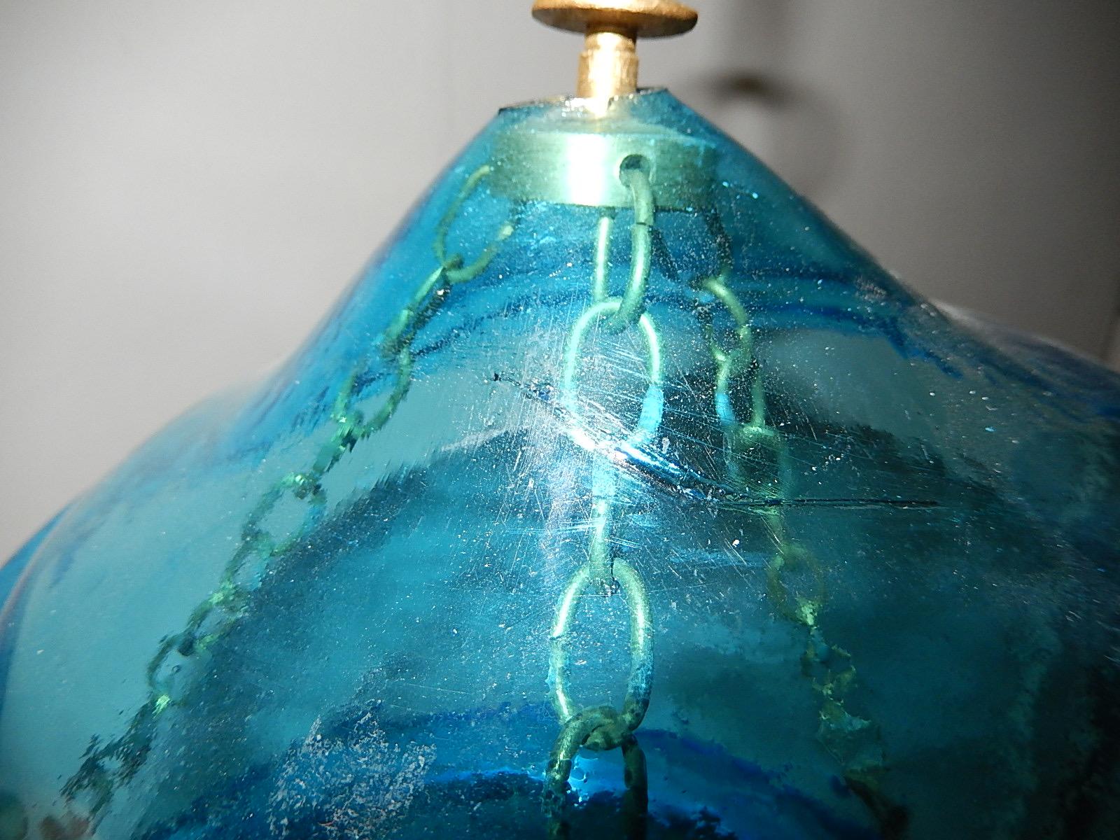 19th Century Cobalt Blue English Bell Jar Lantern Chandelier 1 of 2 3